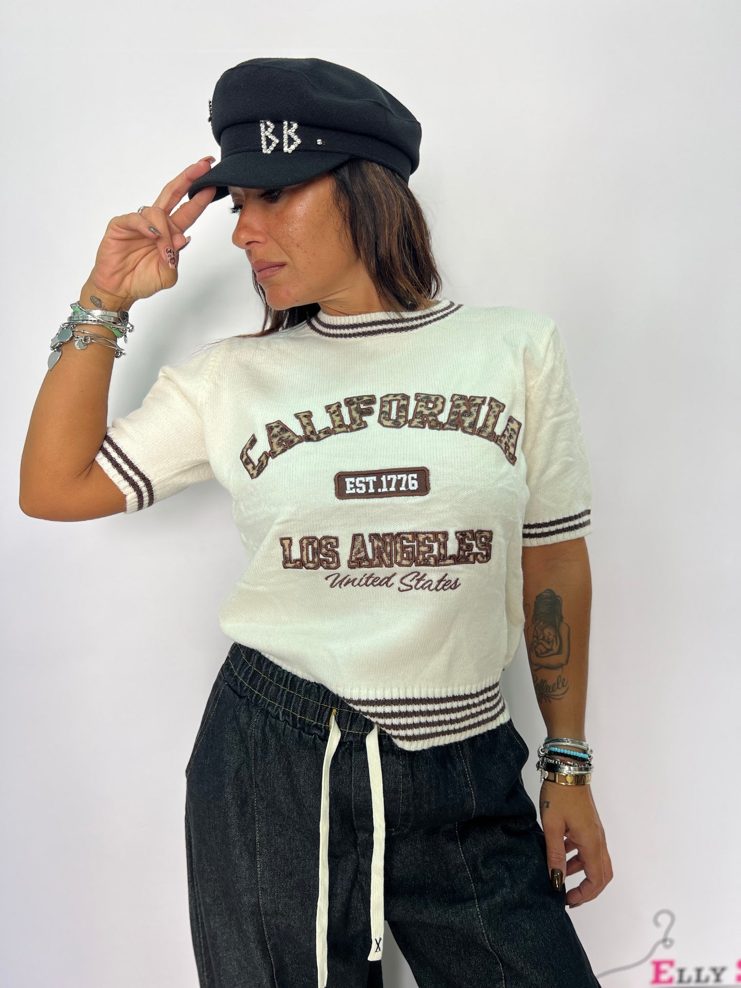 Maglia in lanetta scritta california