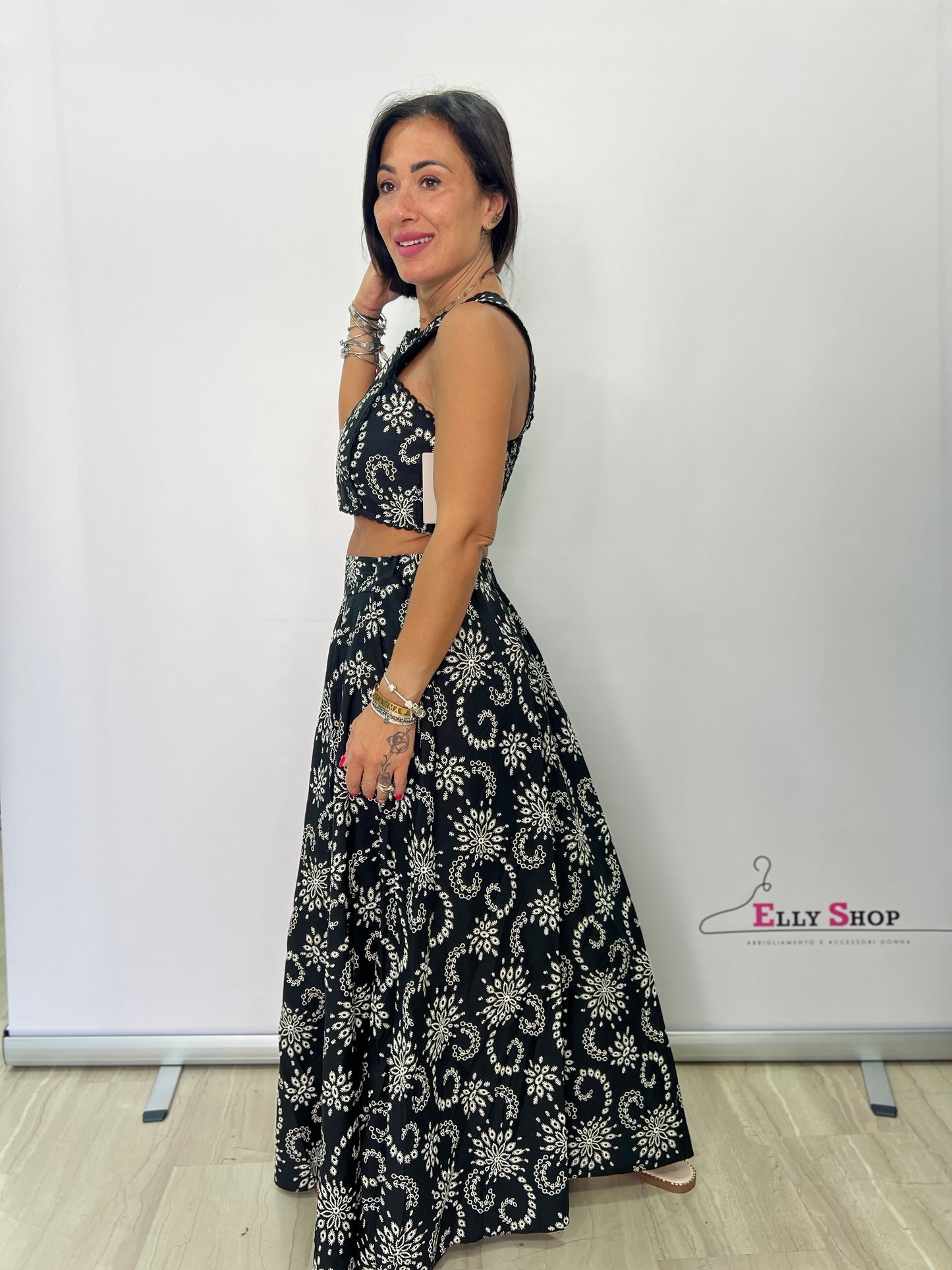 Completo Traforato Crop Top Gonna Lunga SANGALLO