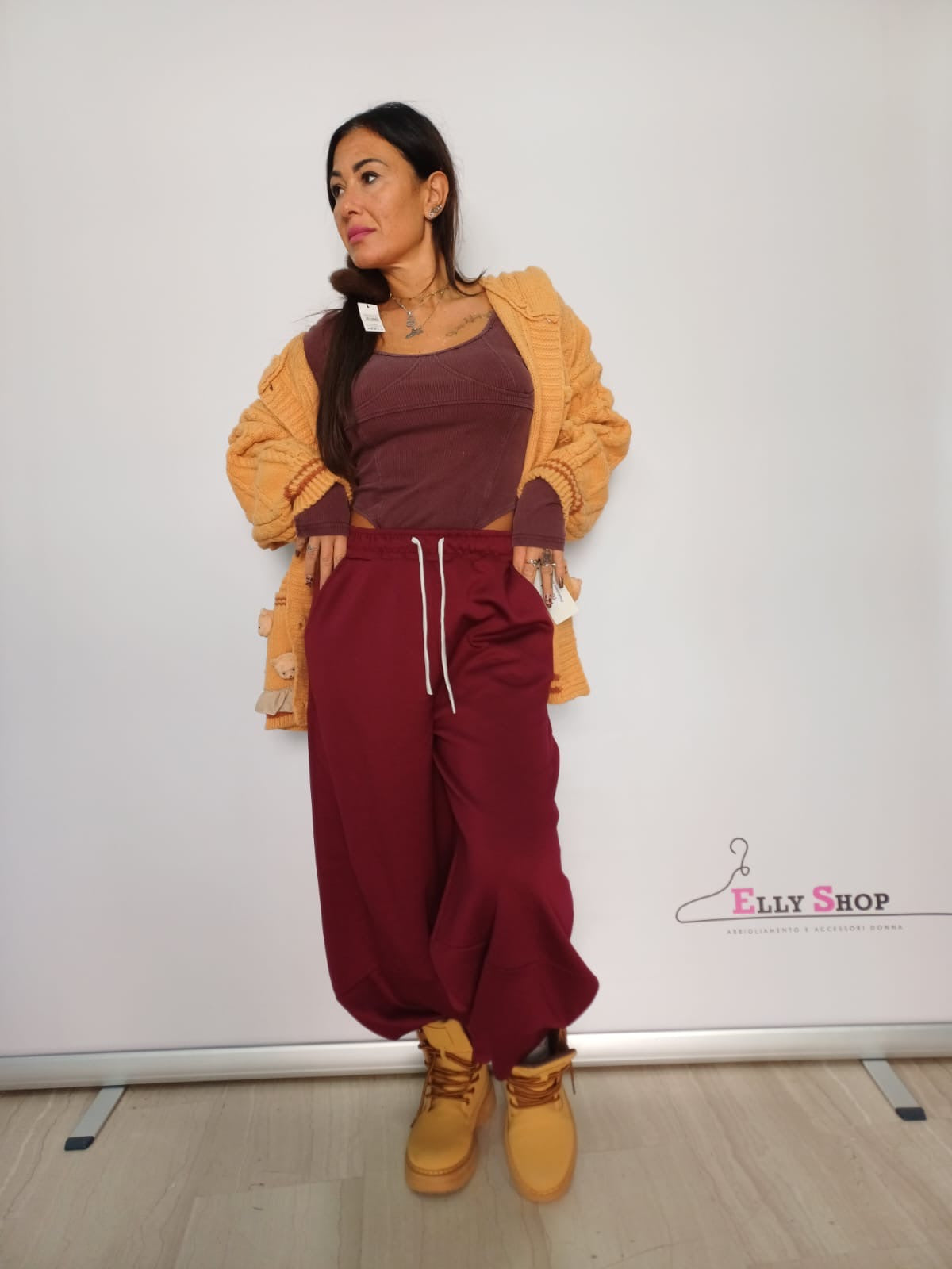 Pantalone jogger donna gamba ampia casual