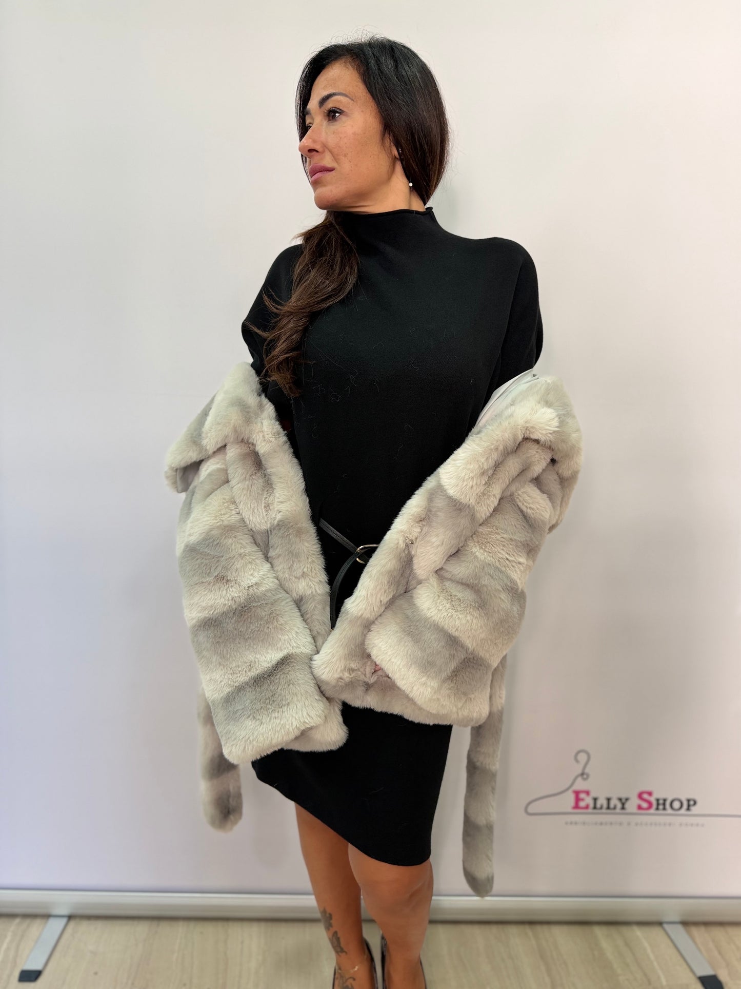 Giacca pelliccia sintetica donna elegante