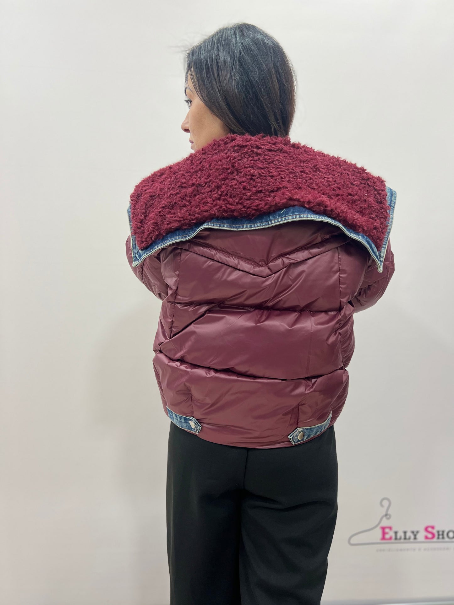 Giubbotto donna corto imbottito denim teddy