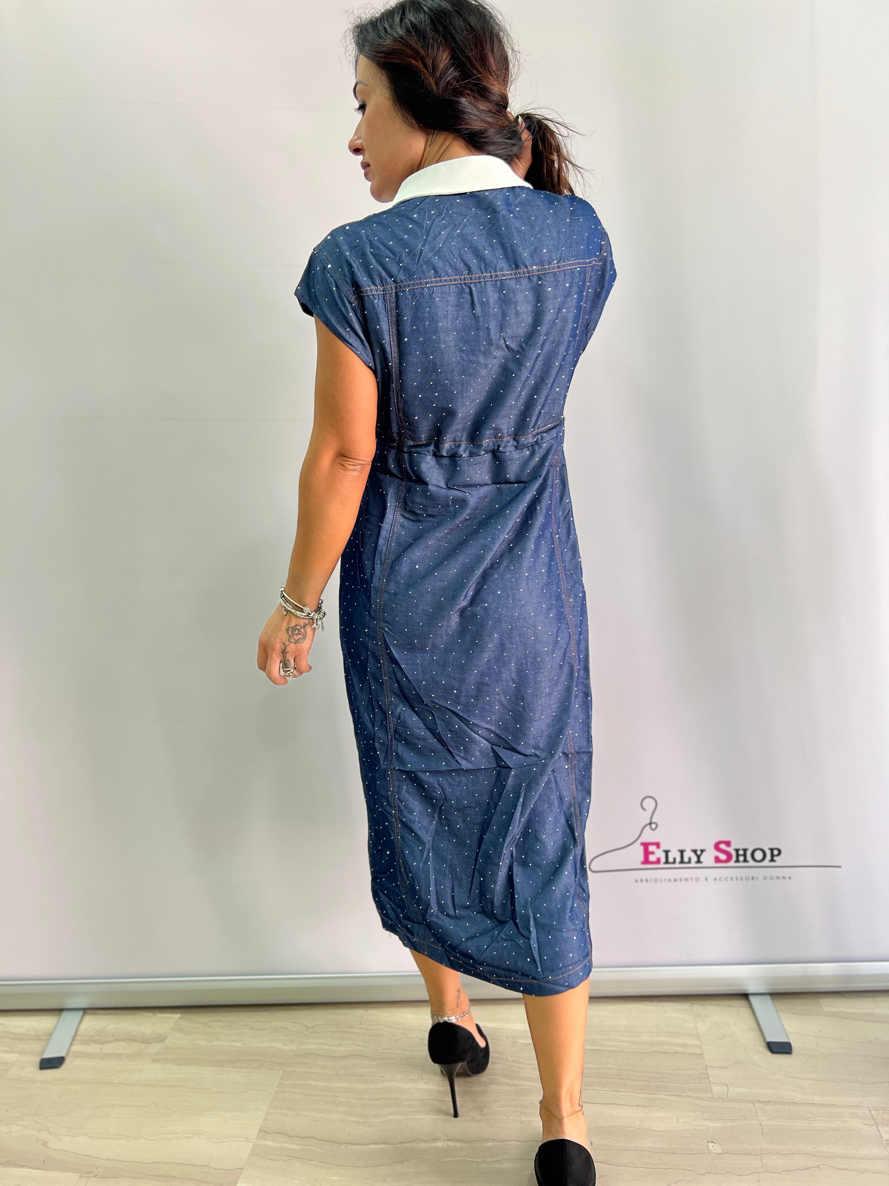 Abito camicia midi da donna con coulisse regolabile e spacco – elegante e casual