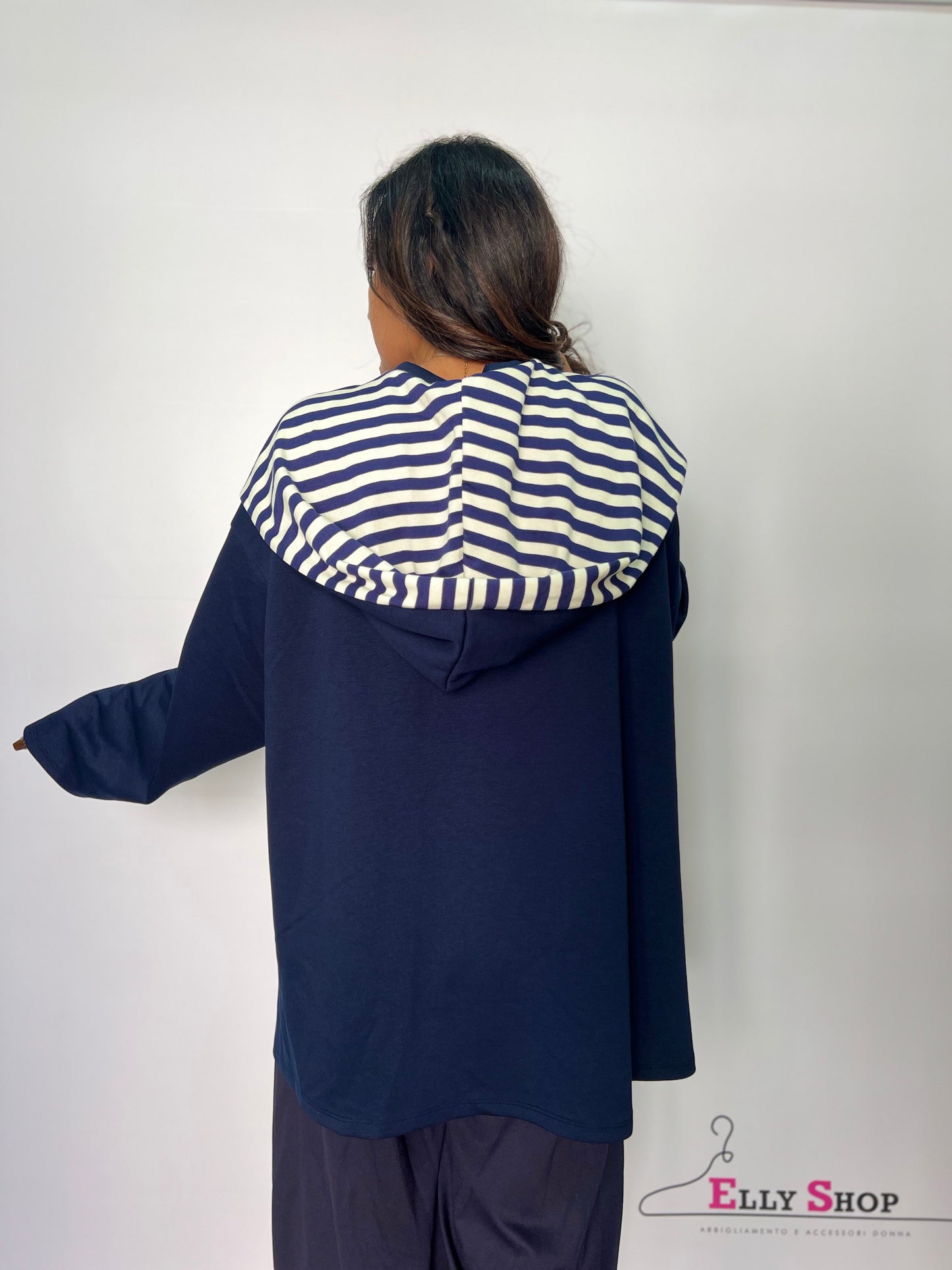Felpa donna con cappuccio a righe
