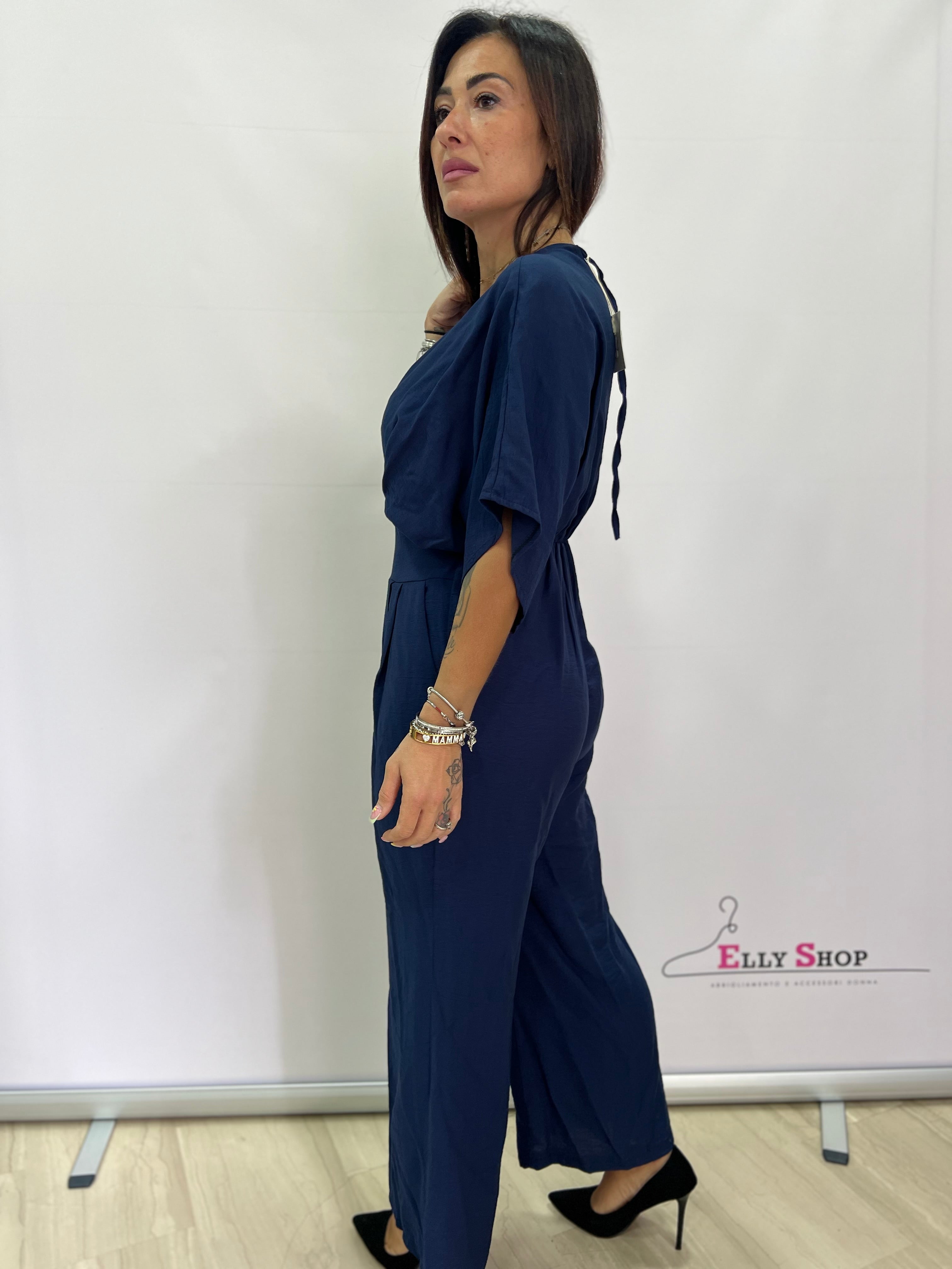 Tuta Intera Elegante Donna Scollo a V - Taglia Unica fino a L, Disponibile in Nero, Verde, Blu e Giallo