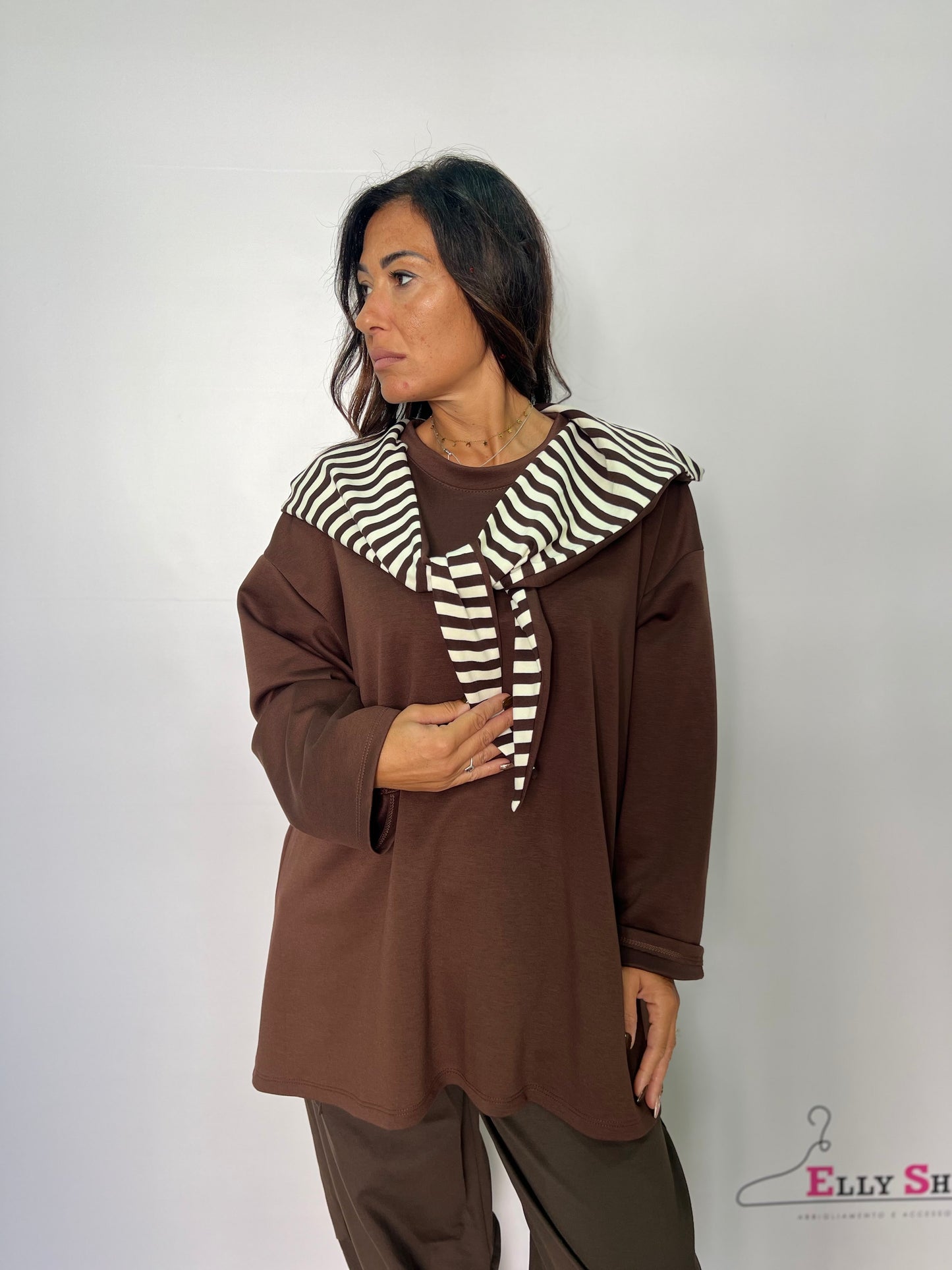 Felpa donna con cappuccio a righe
