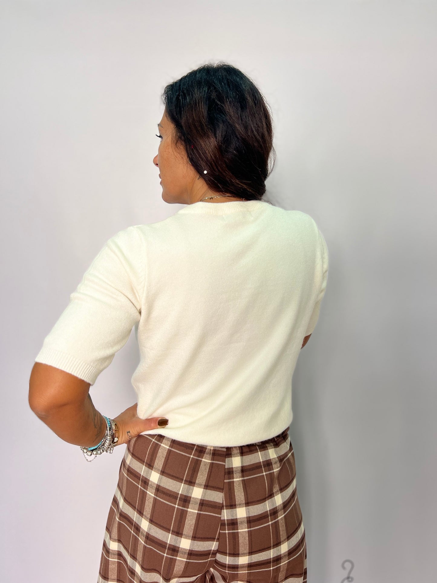 Maglia donna in lanetta scritta paris brillantini