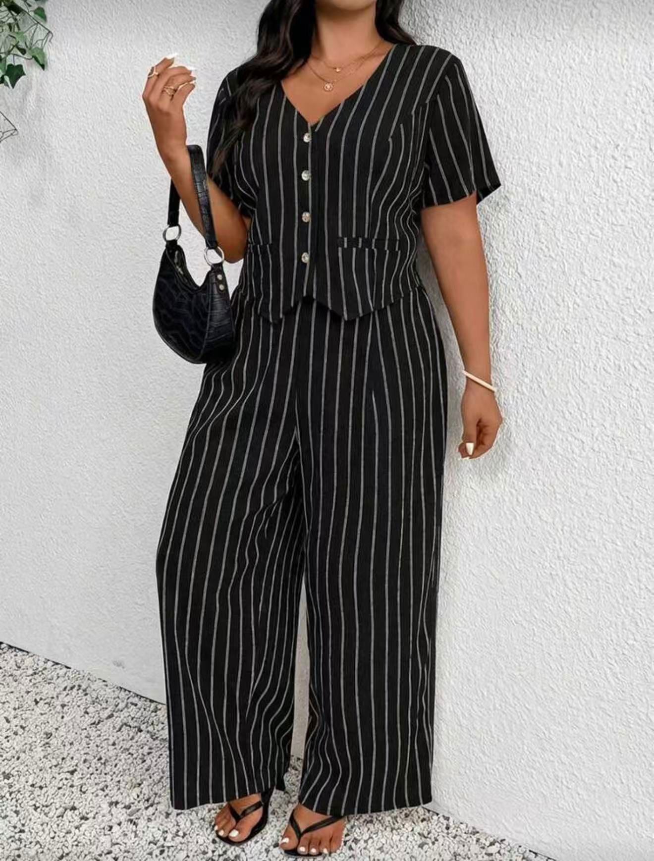 Completo donna gessato palazzo elegante curvy