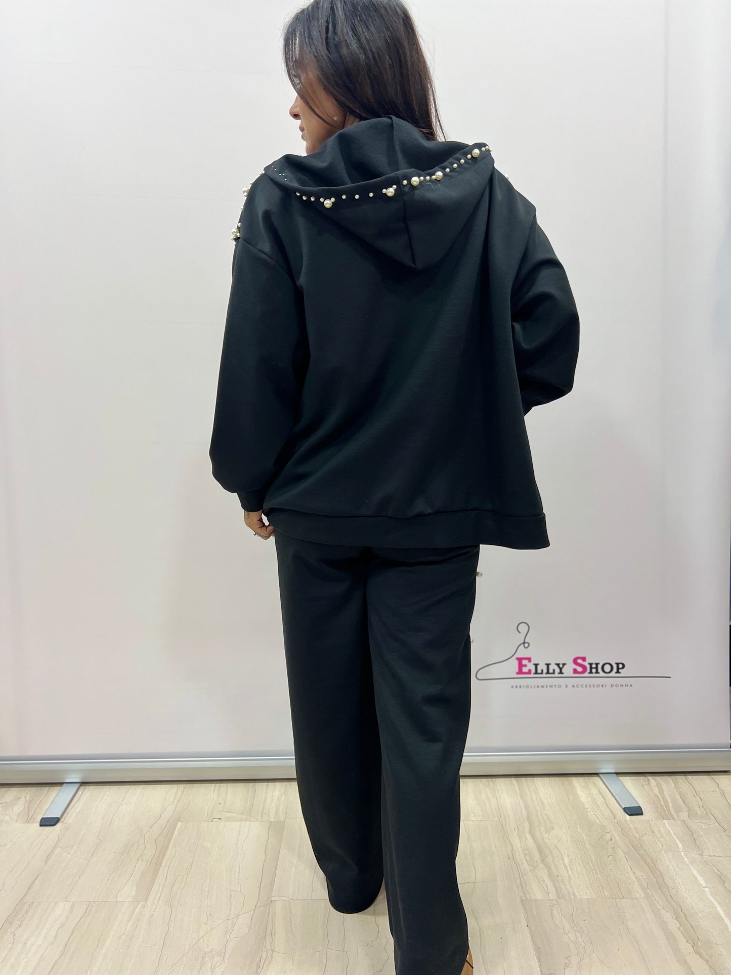 Completo tuta donna con perle felpata
