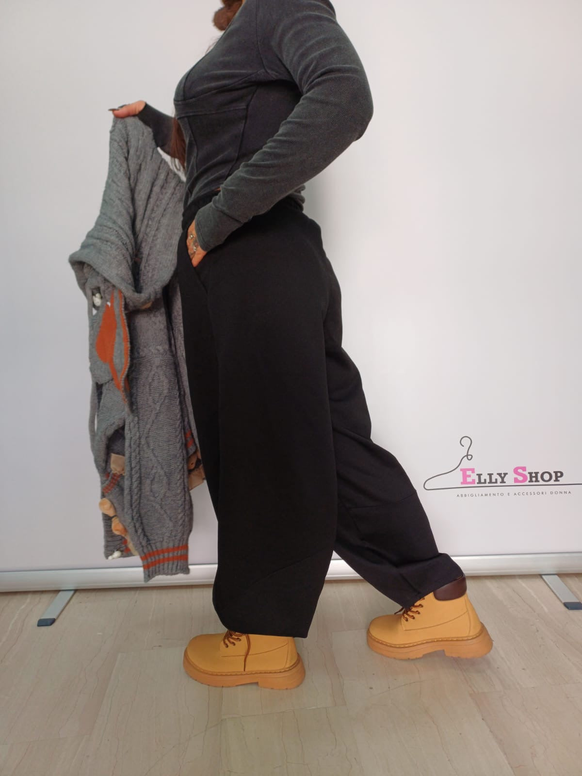 Pantalone jogger donna gamba ampia casual