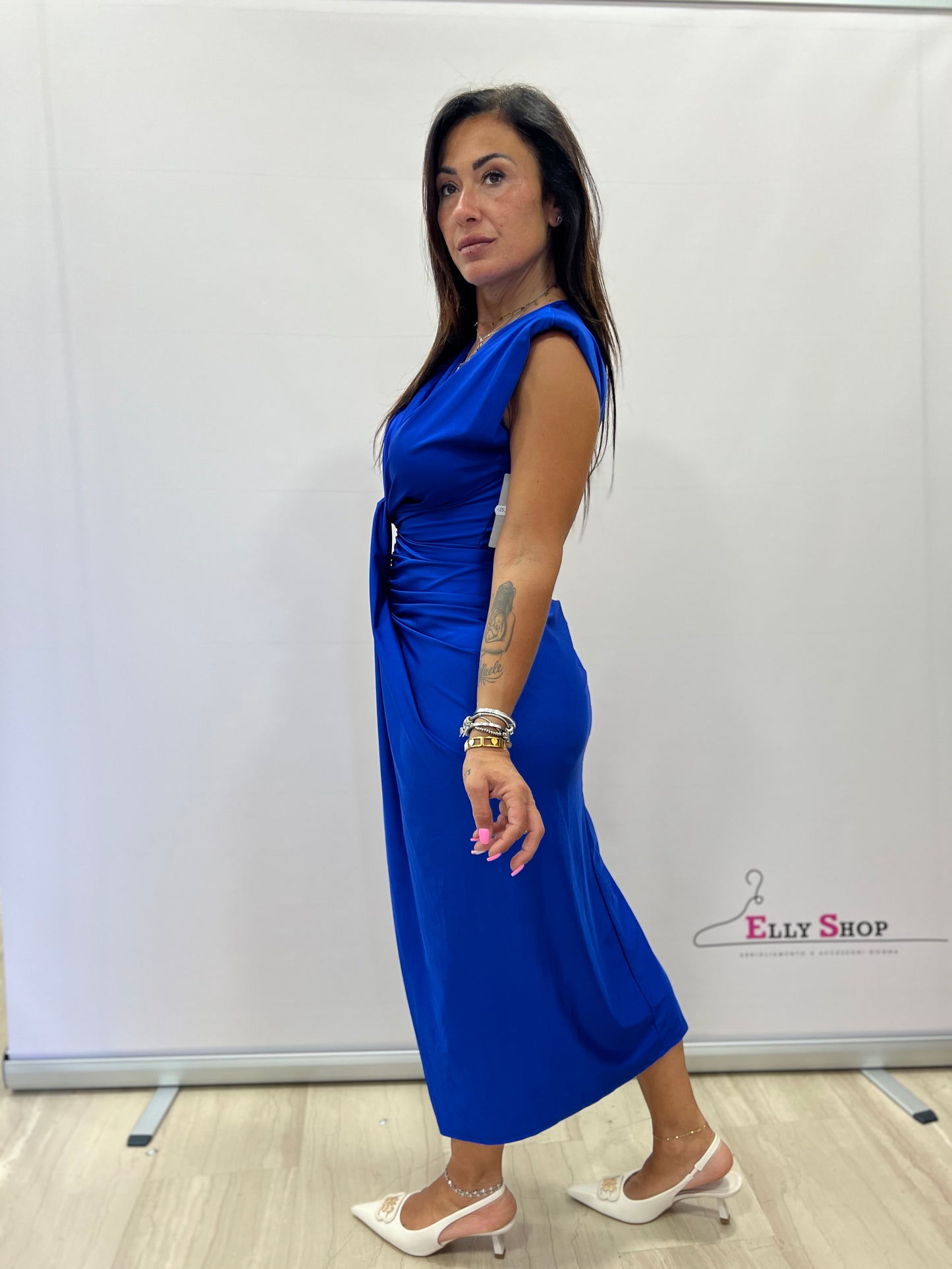 Abito Midi Elegante con Dettaglio Nodo