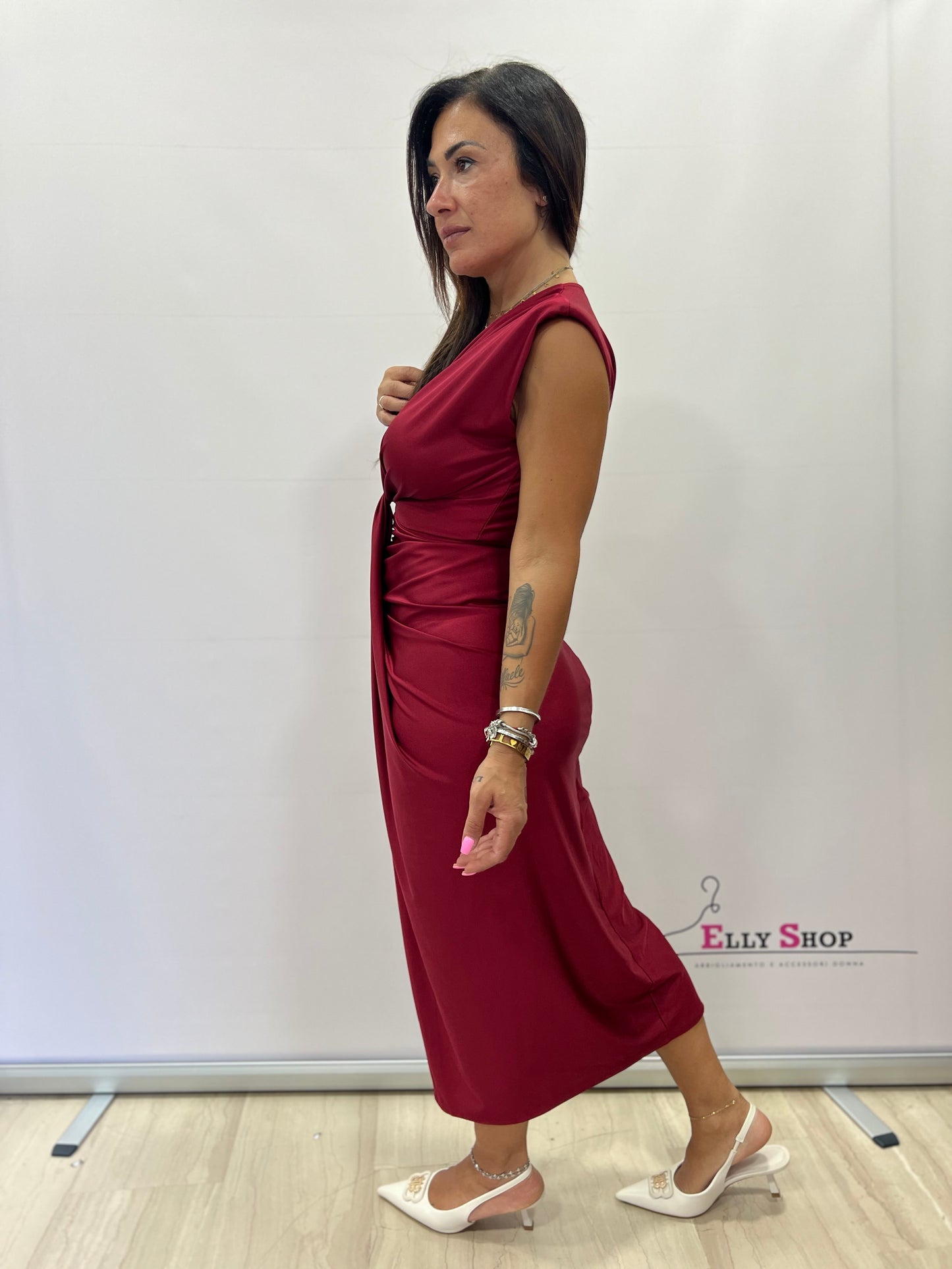 Abito Midi Elegante con Dettaglio Nodo