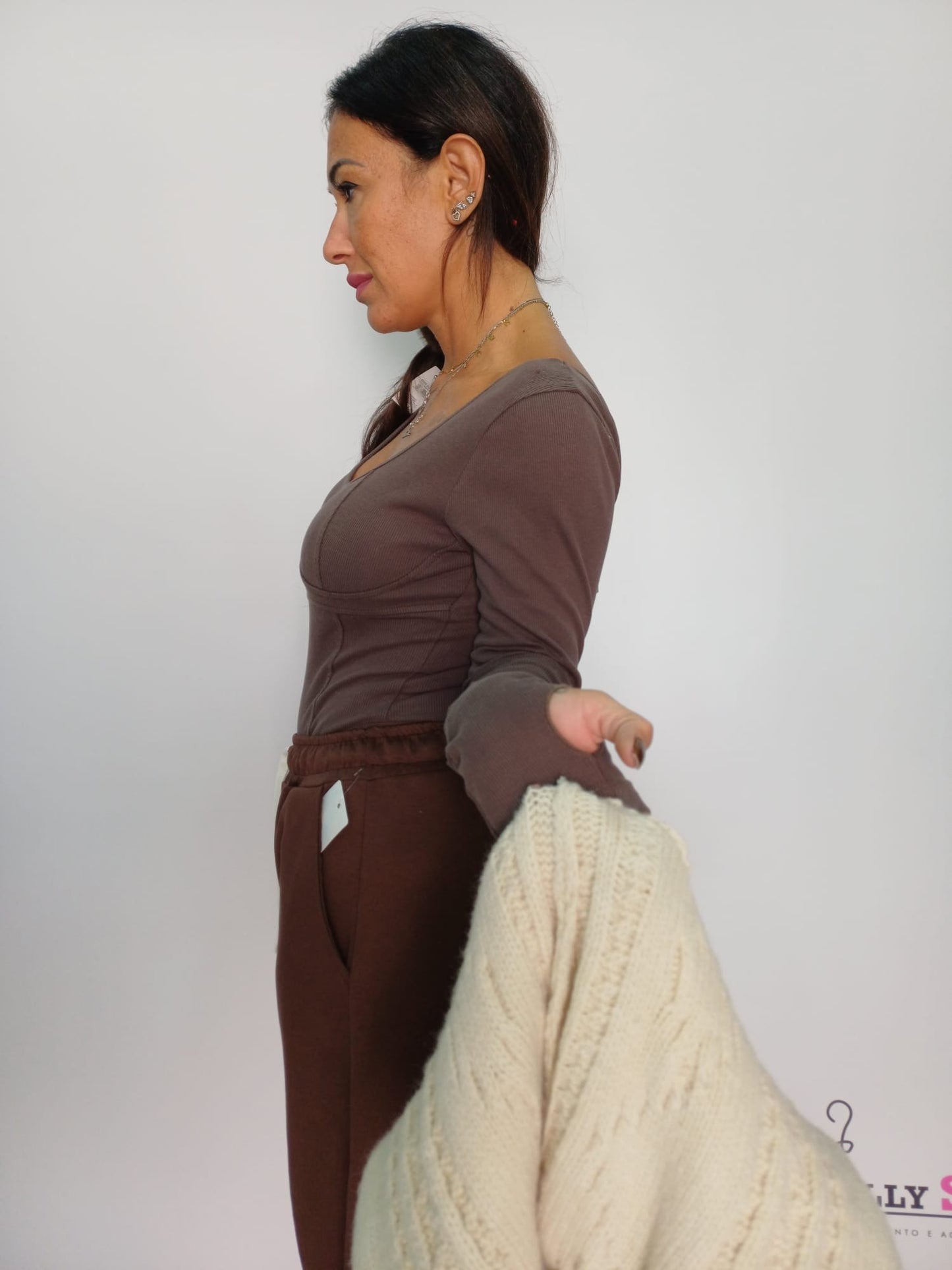 Body donna a maniche lunghe sagomato