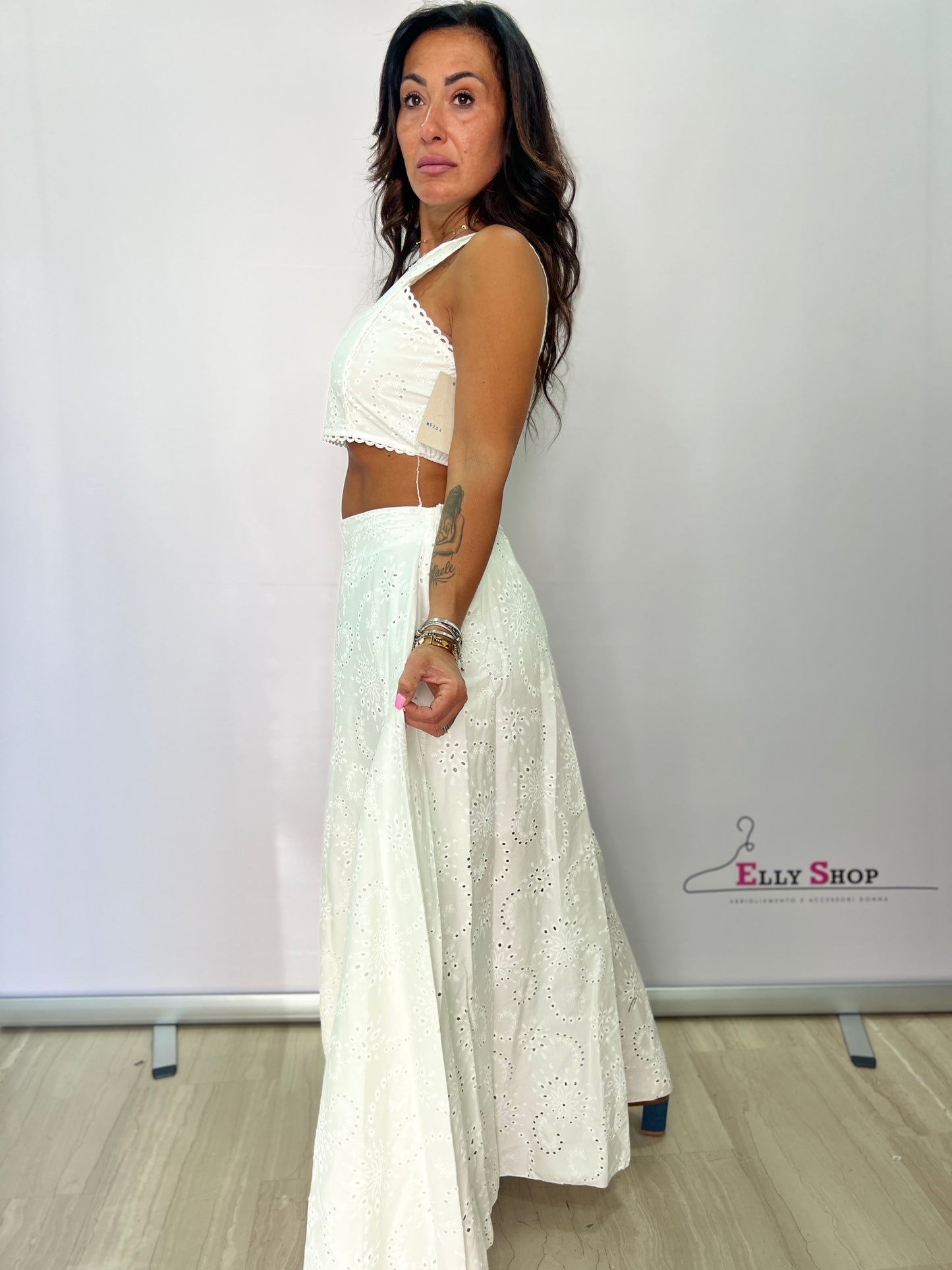 Completo Traforato Crop Top Gonna Lunga SANGALLO