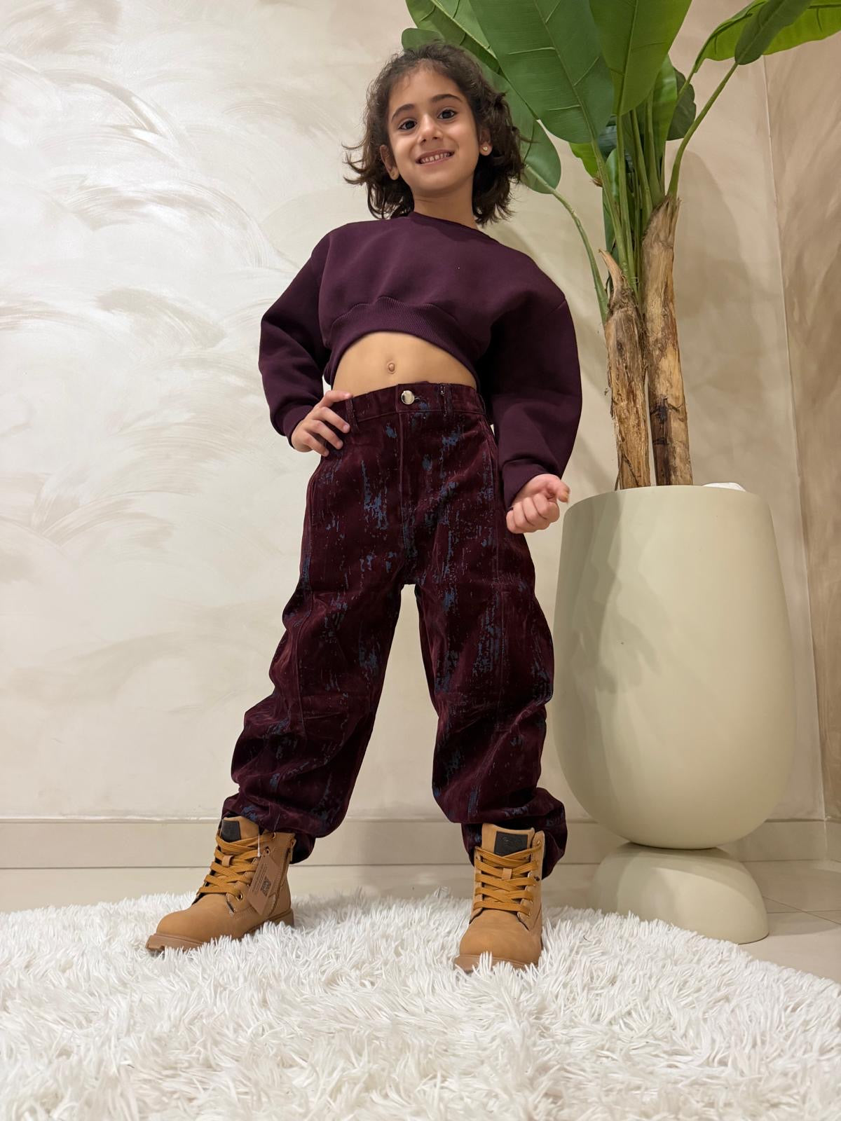 Pantaloni bordeaux bambina ampi