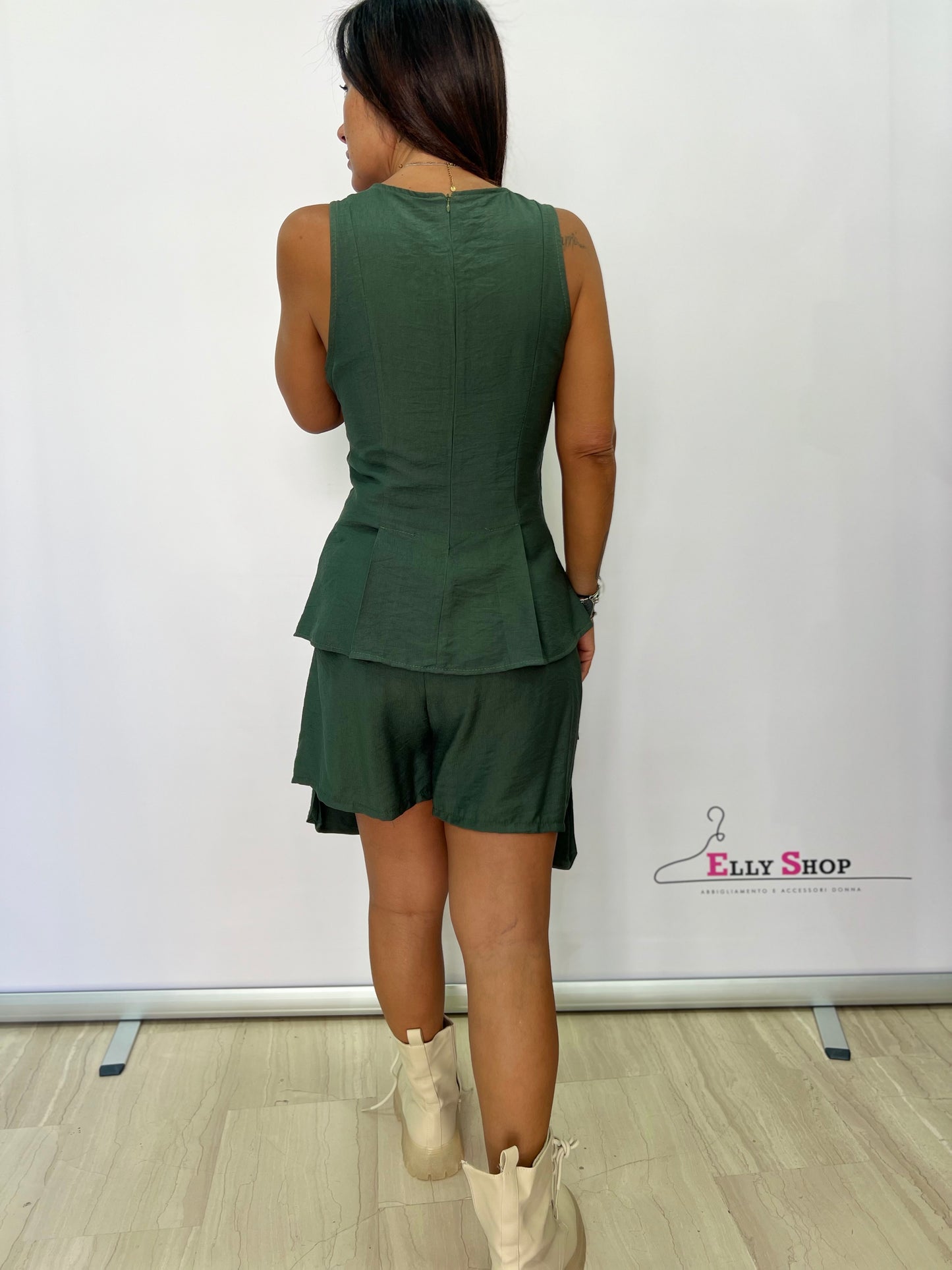 Completo estivo donna cotone taglia unica top e pantaloncini cargo