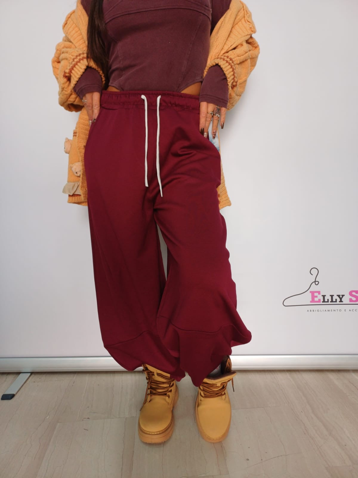 Pantalone jogger donna gamba ampia casual