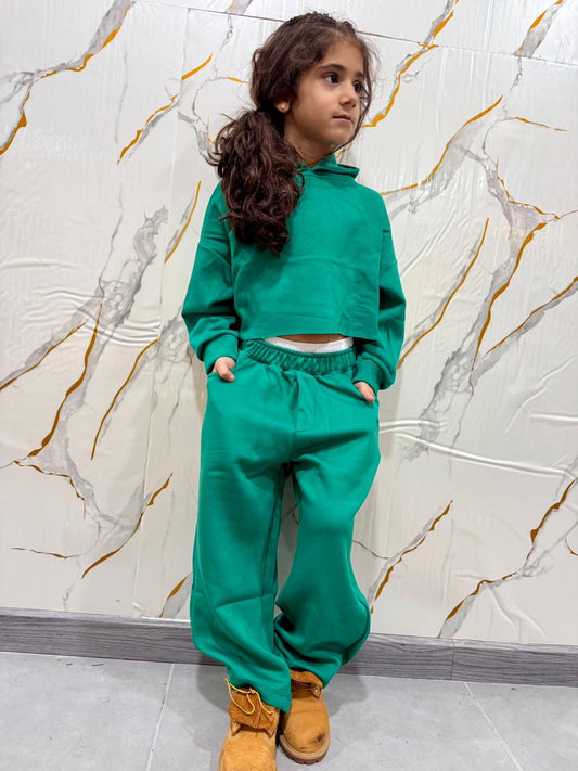 Completo tuta bambina felpa cropped e pantalone — sportivo casual
