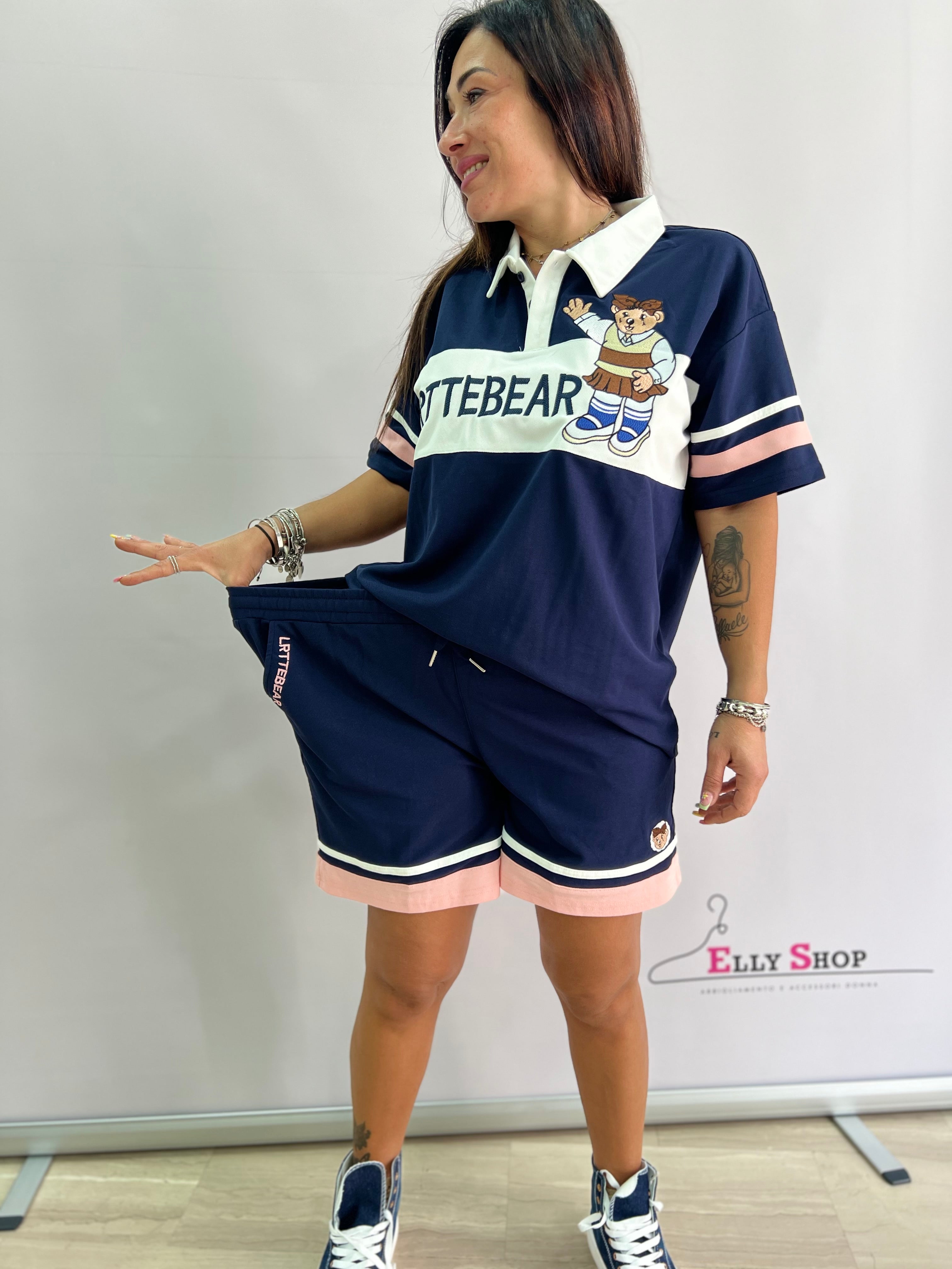Completo sportivo donna due pezzi con orsetto – taglia unica comoda fino a XL