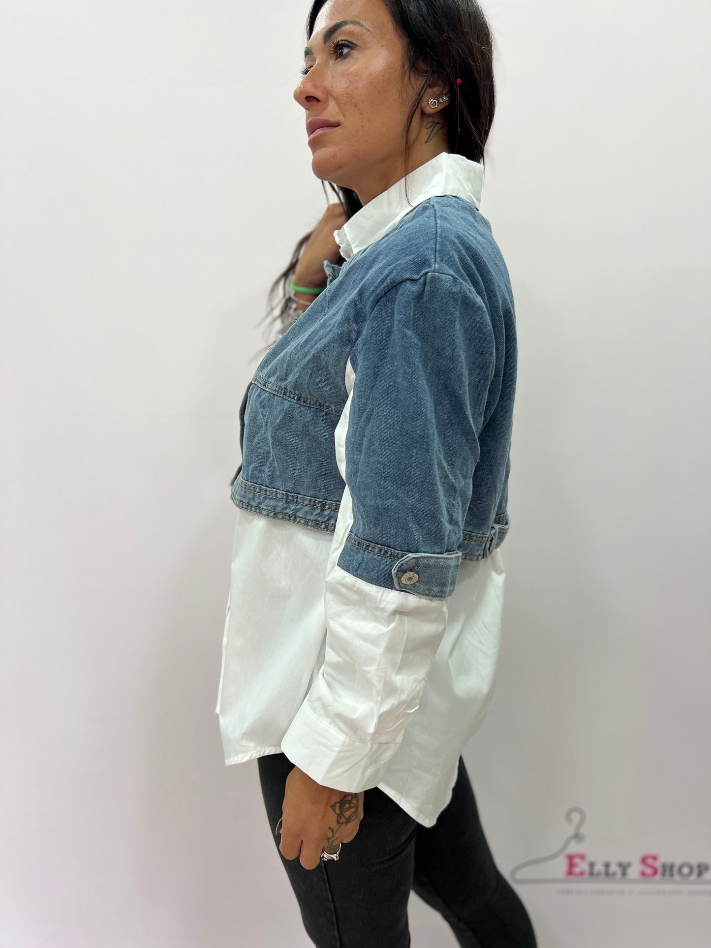 Camicia denim e stoffa 2 colori