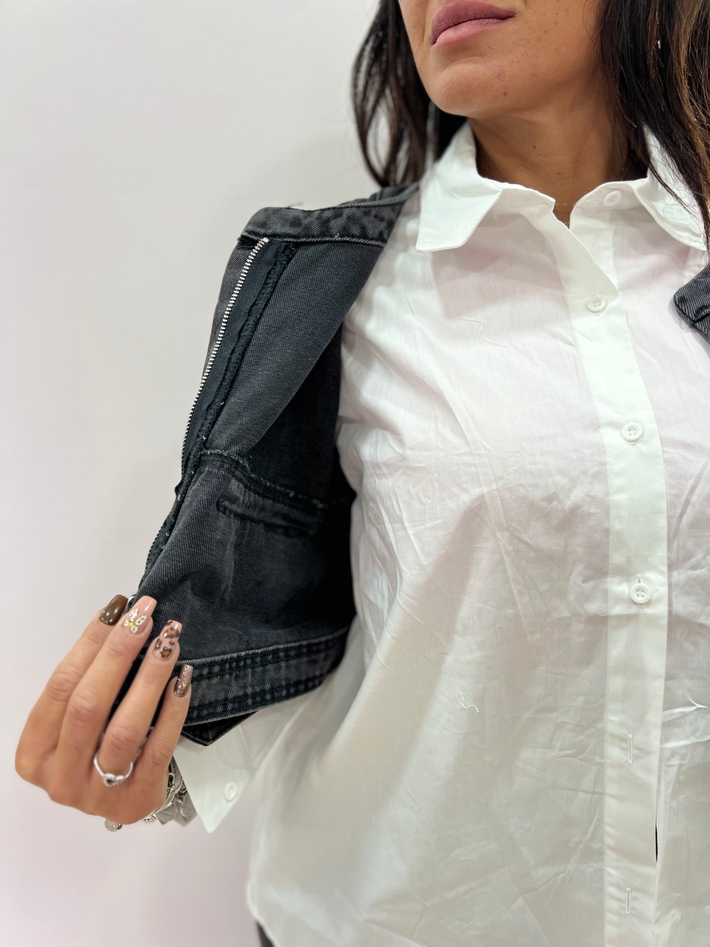 Camicia denim e stoffa 2 colori