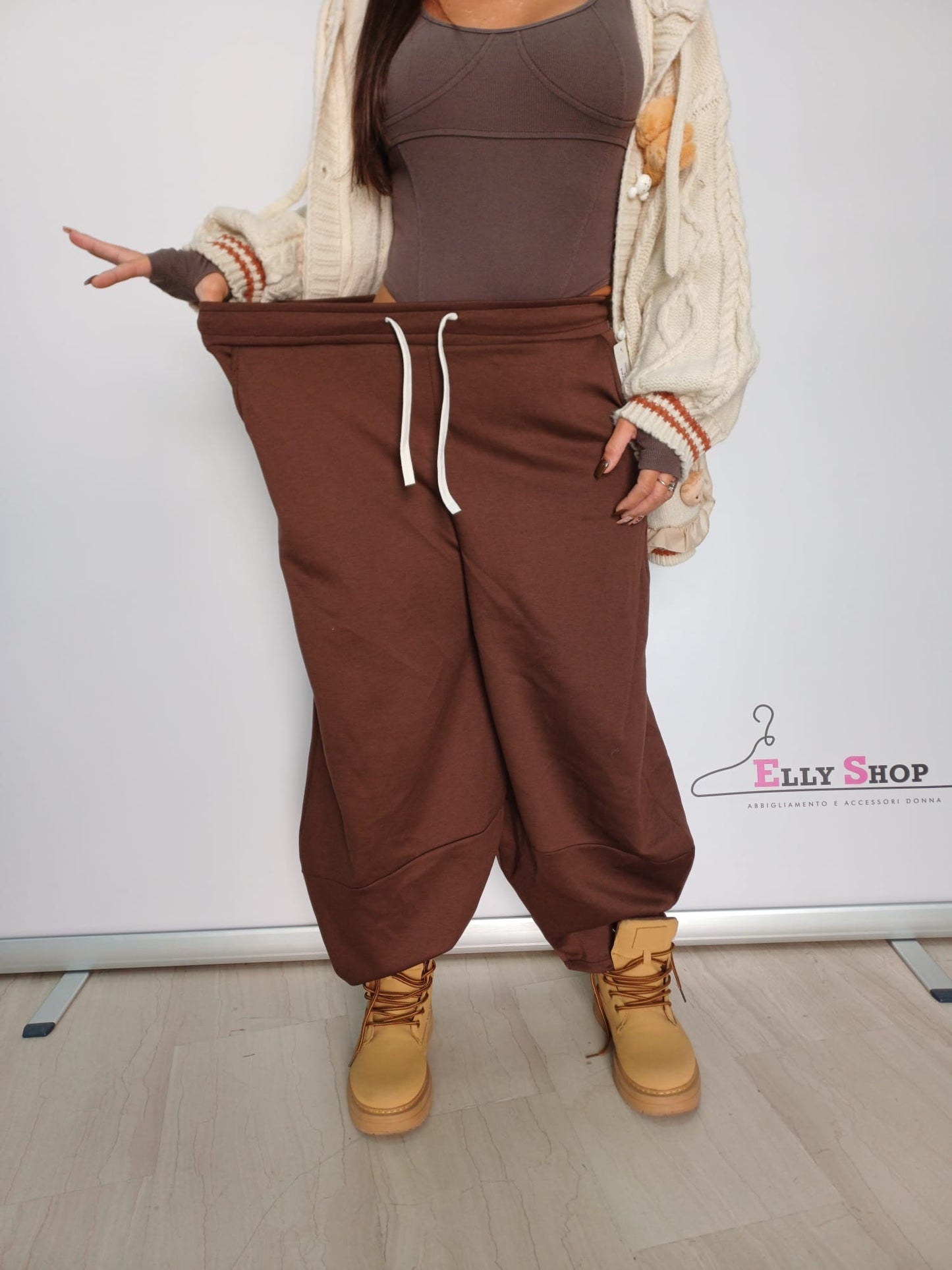 Pantalone jogger donna gamba ampia casual