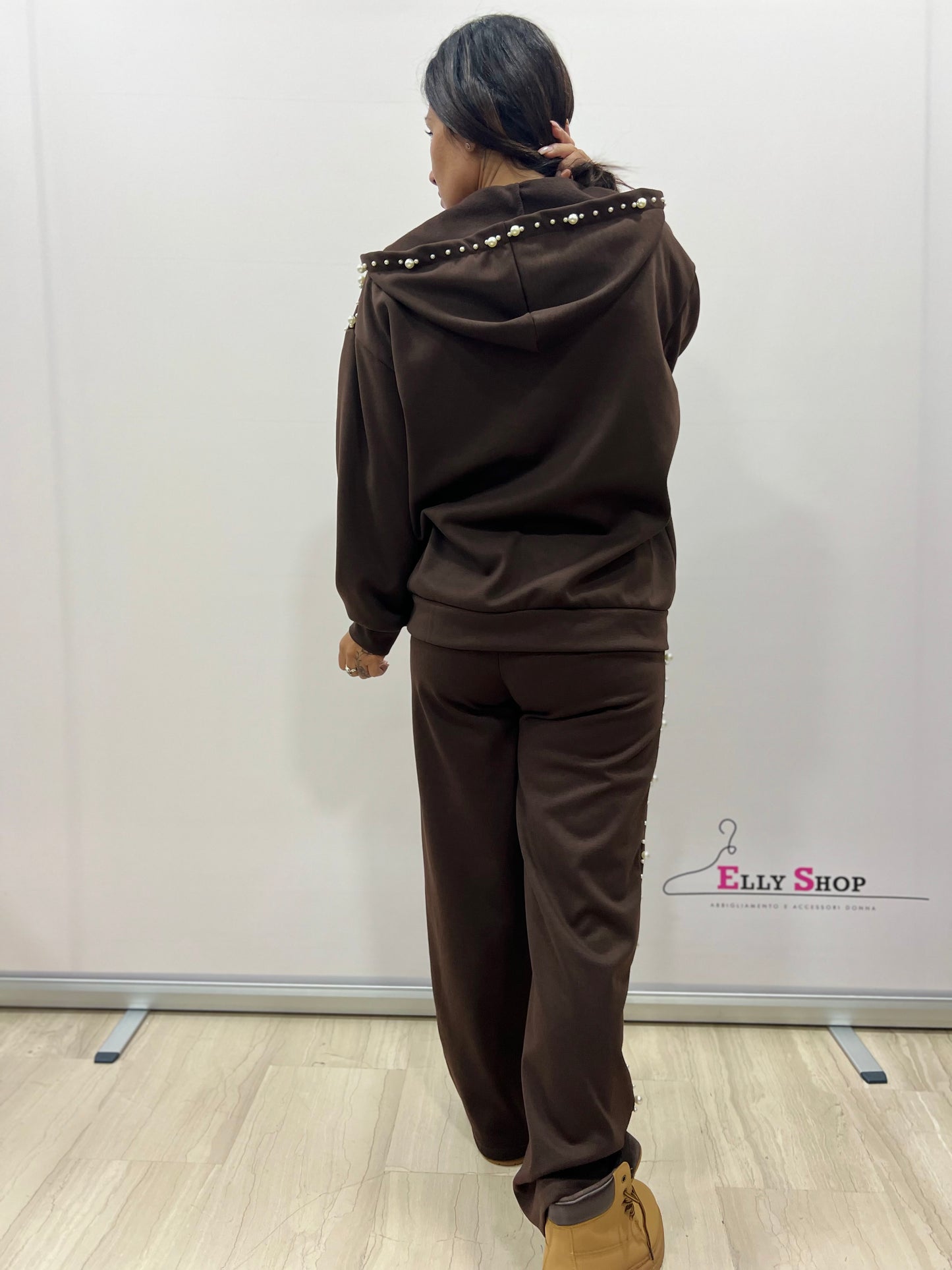 Completo tuta donna con perle felpata