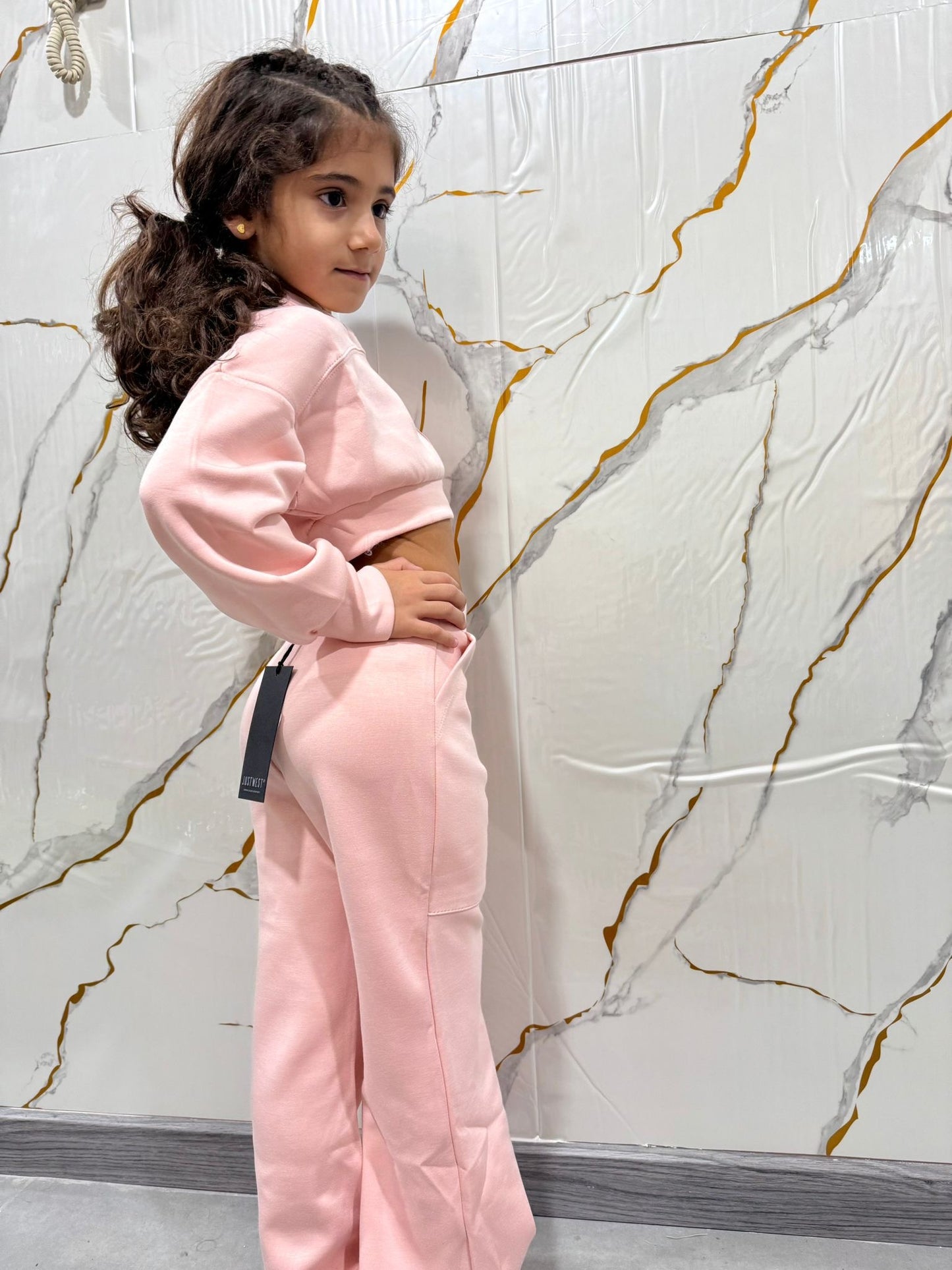 Completo tuta bambina felpa cropped e pantalone — sportivo casual
