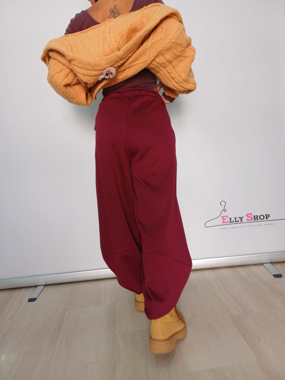 Pantalone jogger donna gamba ampia casual