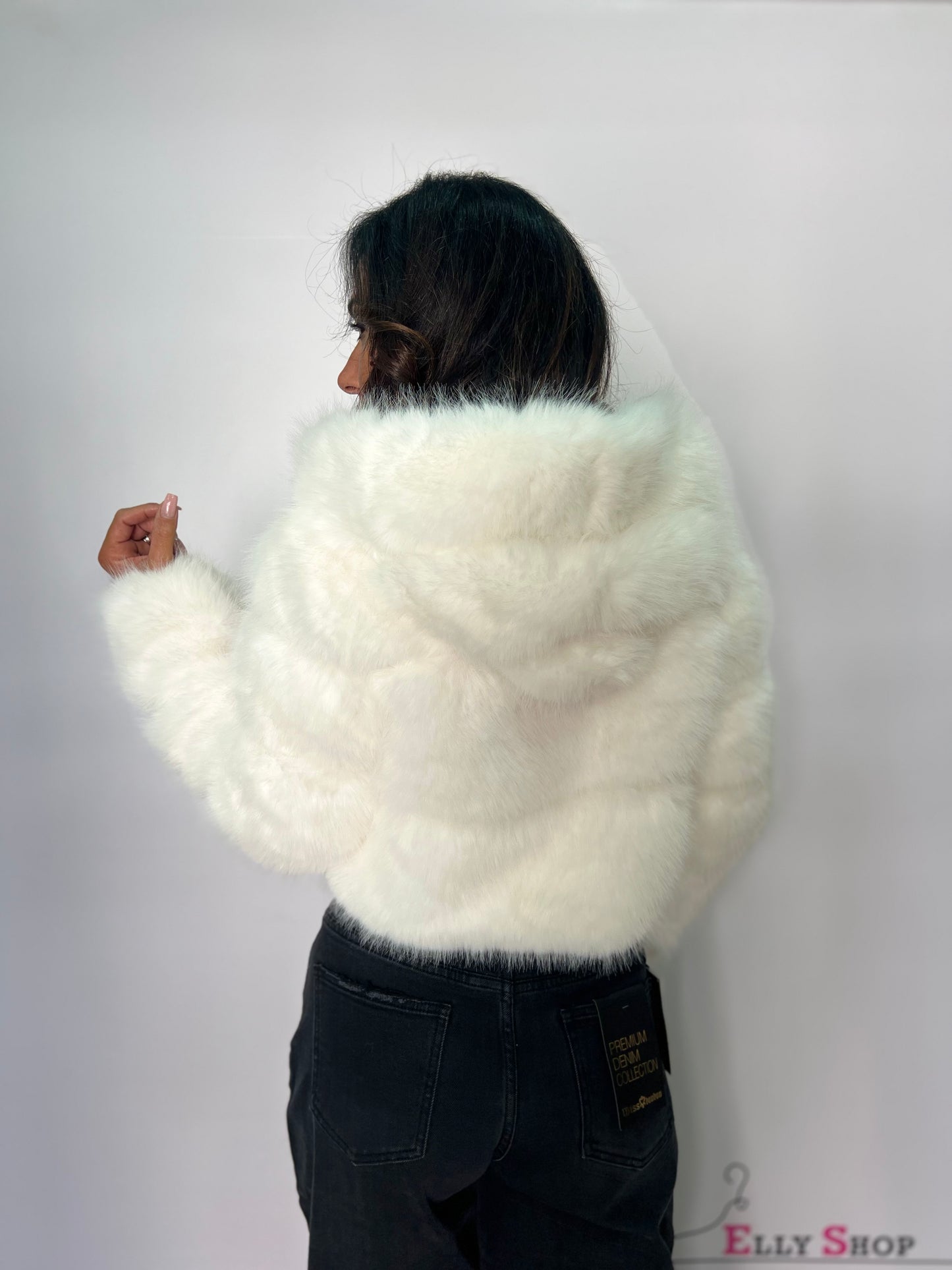 Pelliccia donna corta con cappuccio vari colori