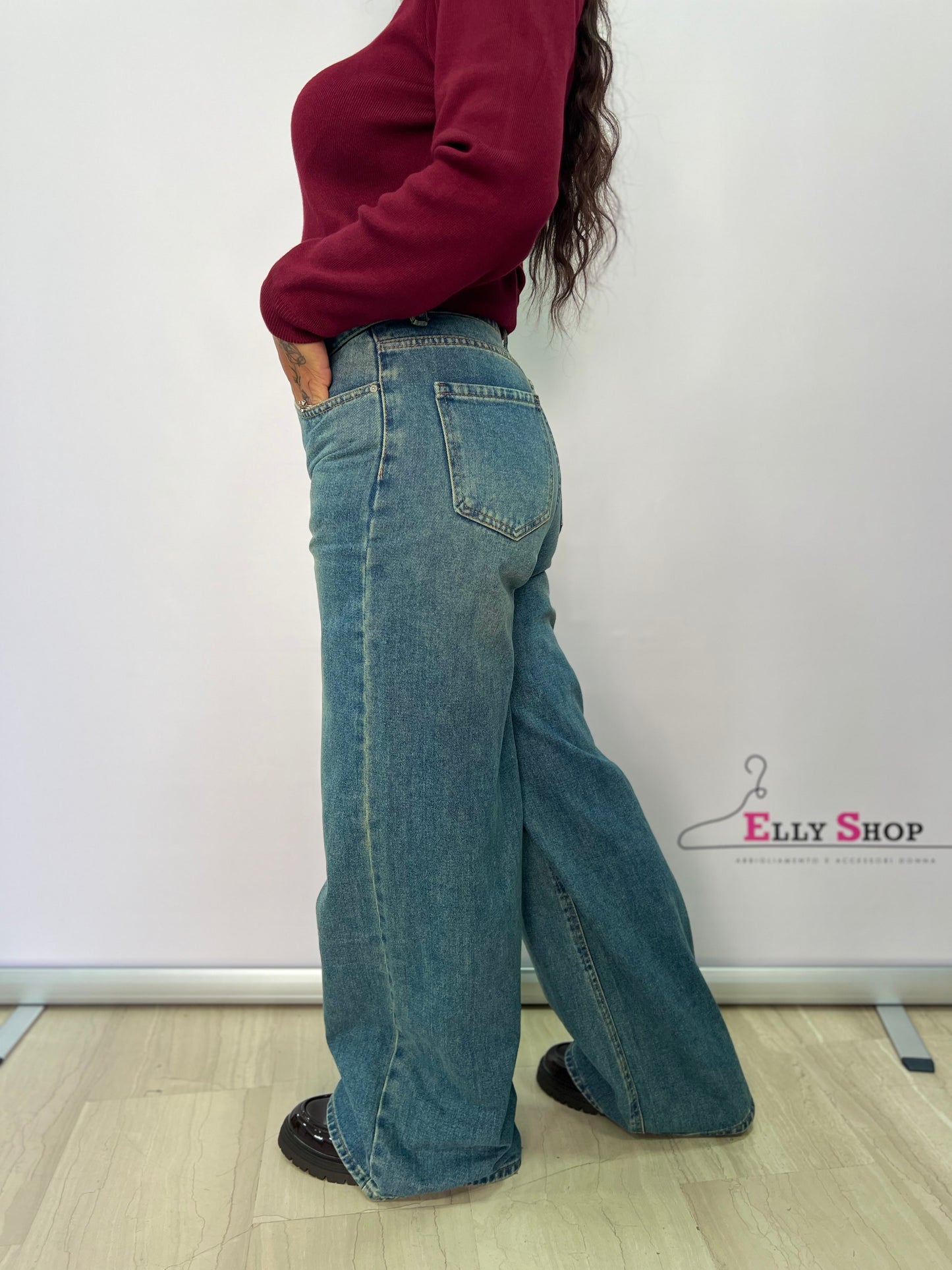 Jeans donna doppio bottone taglio trasversale