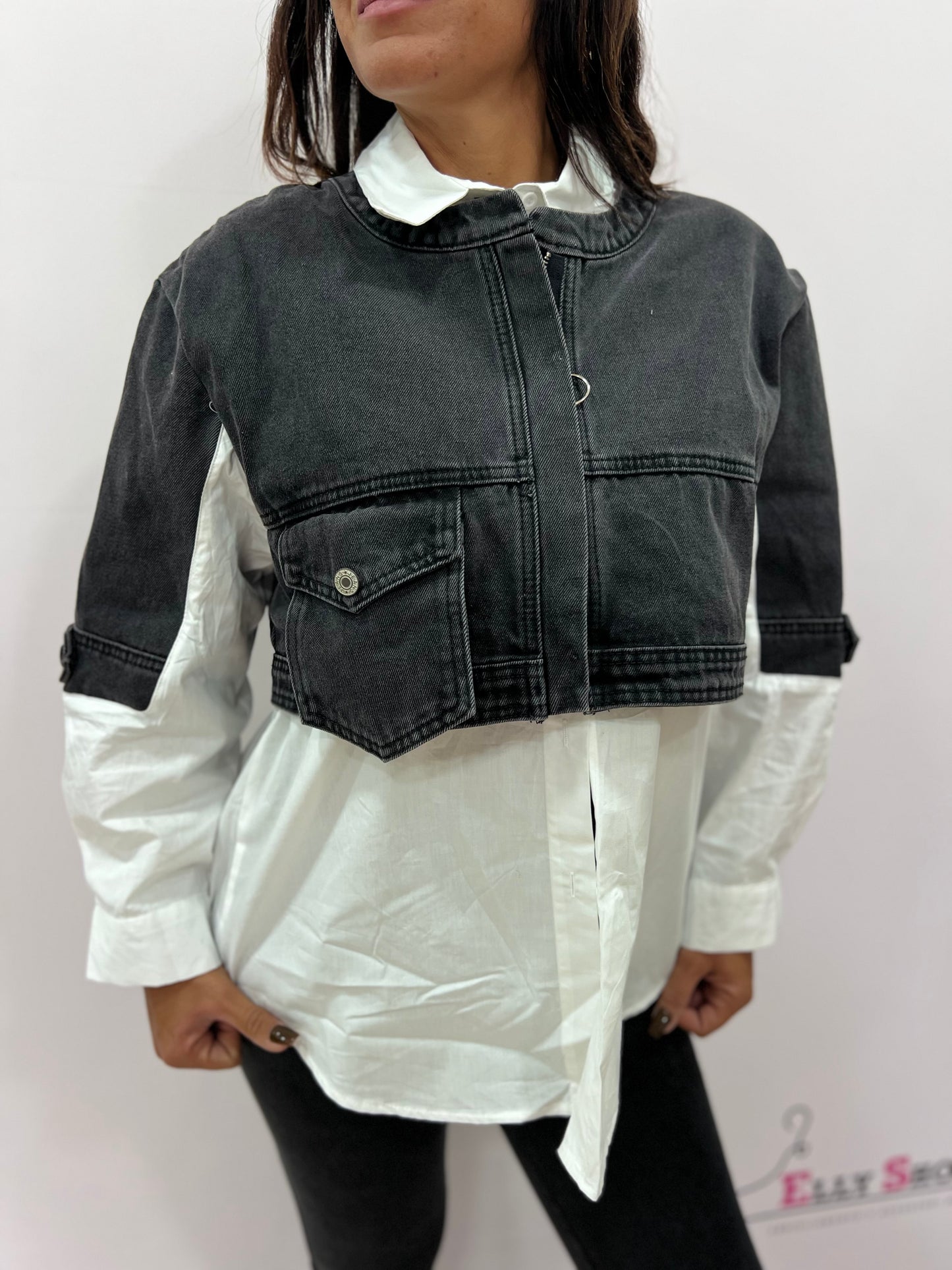 Camicia denim e stoffa 2 colori