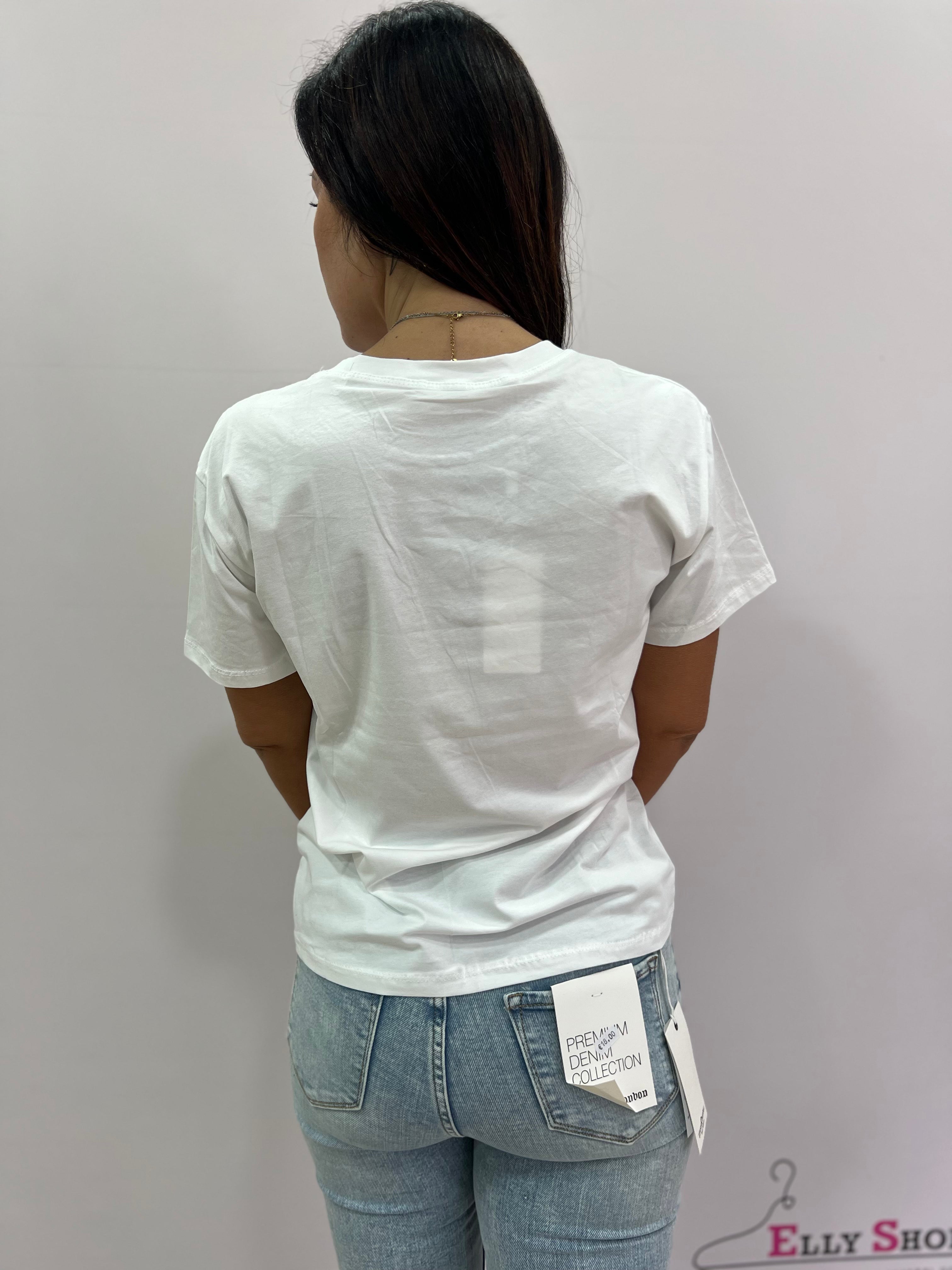 T-shirt donna "VOGUE" con stampa fashion e fiocco animalier – bianca o nera SM/LXL