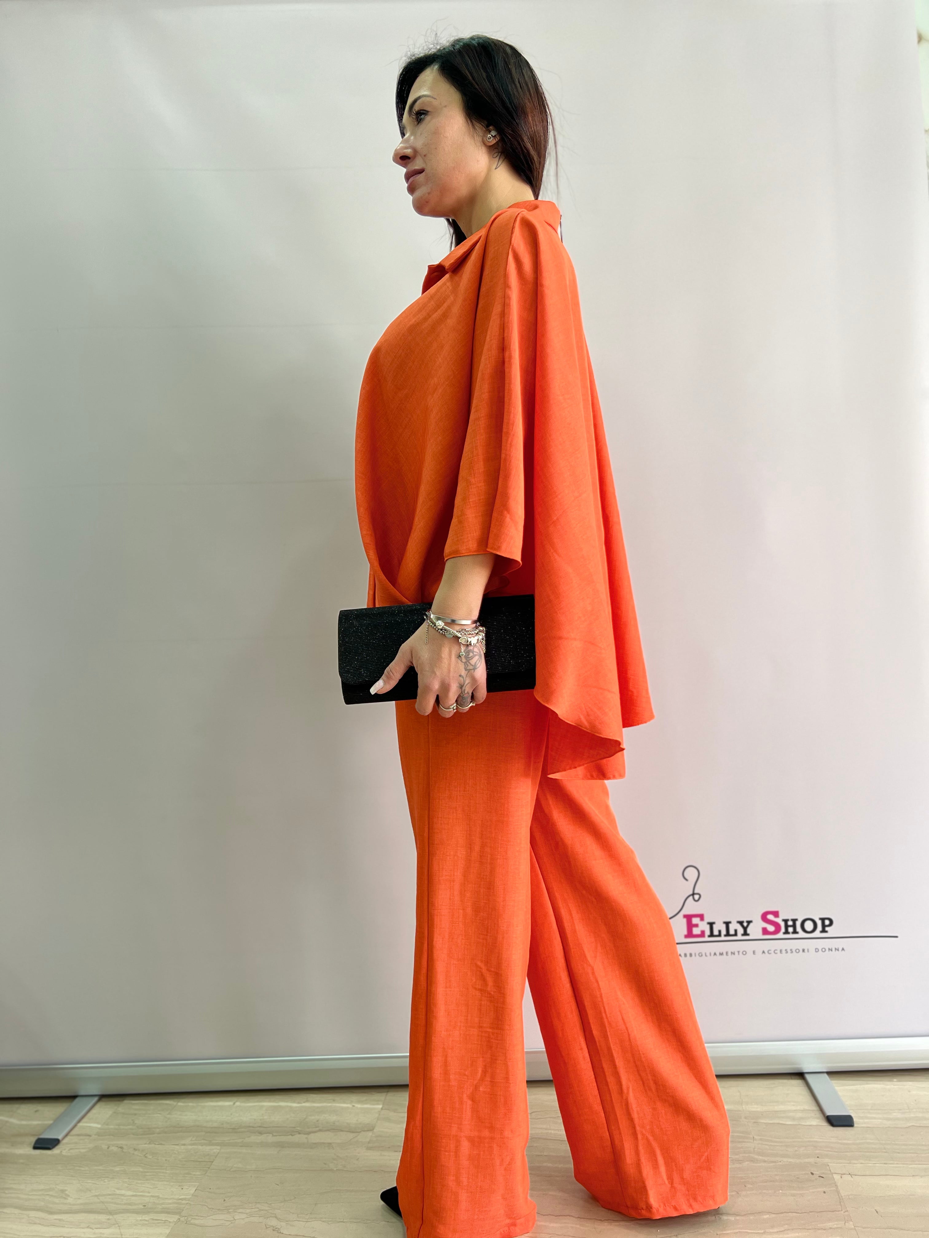 Completo Estivo Donna in Lino con Blusa Ampia e Pantaloni Palazzo