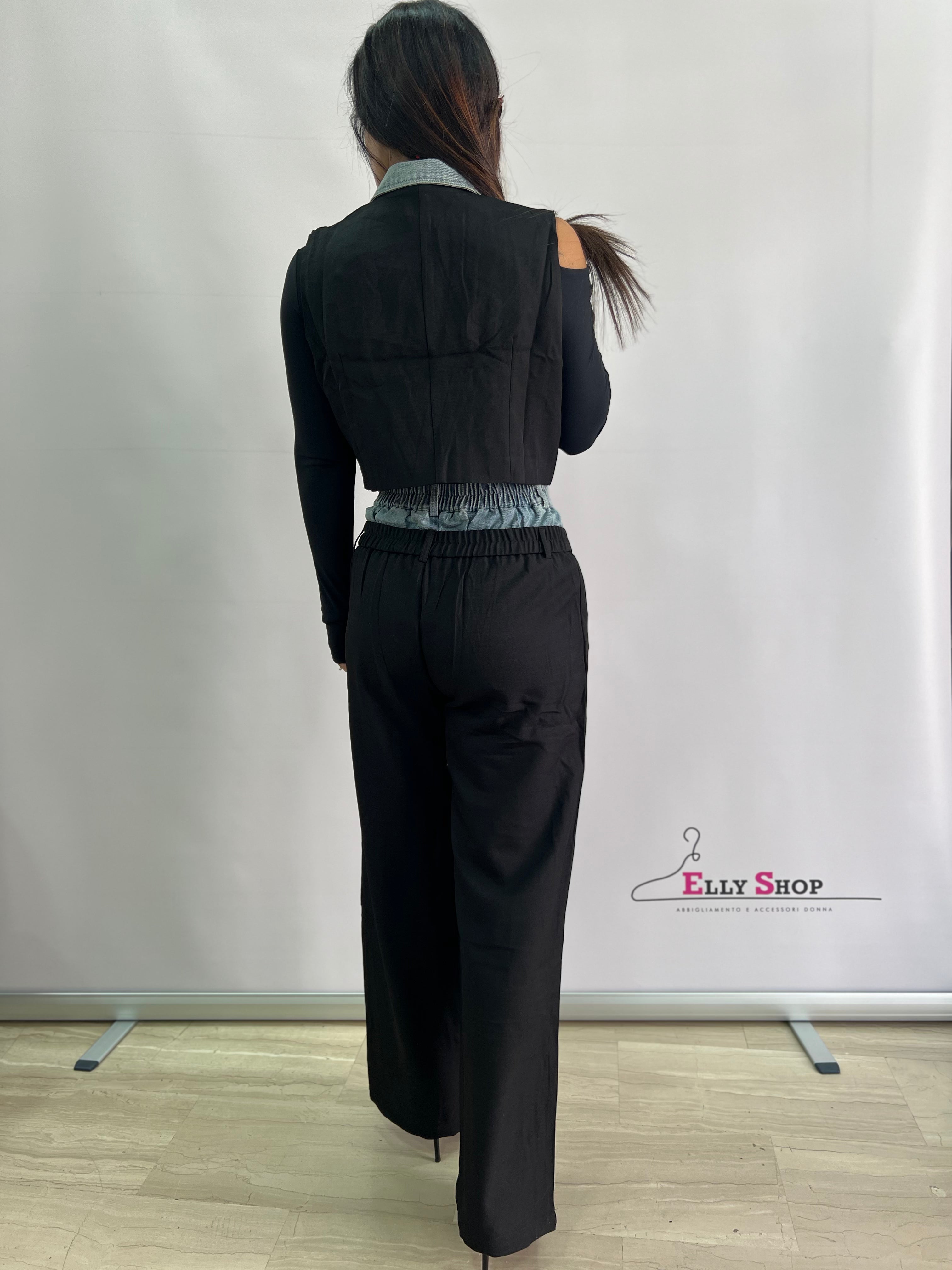 Completo Donna Elegante Due Pezzi con Gilet e Pantaloni a Vita Alta – Nero o Beige – Look Casual Chic