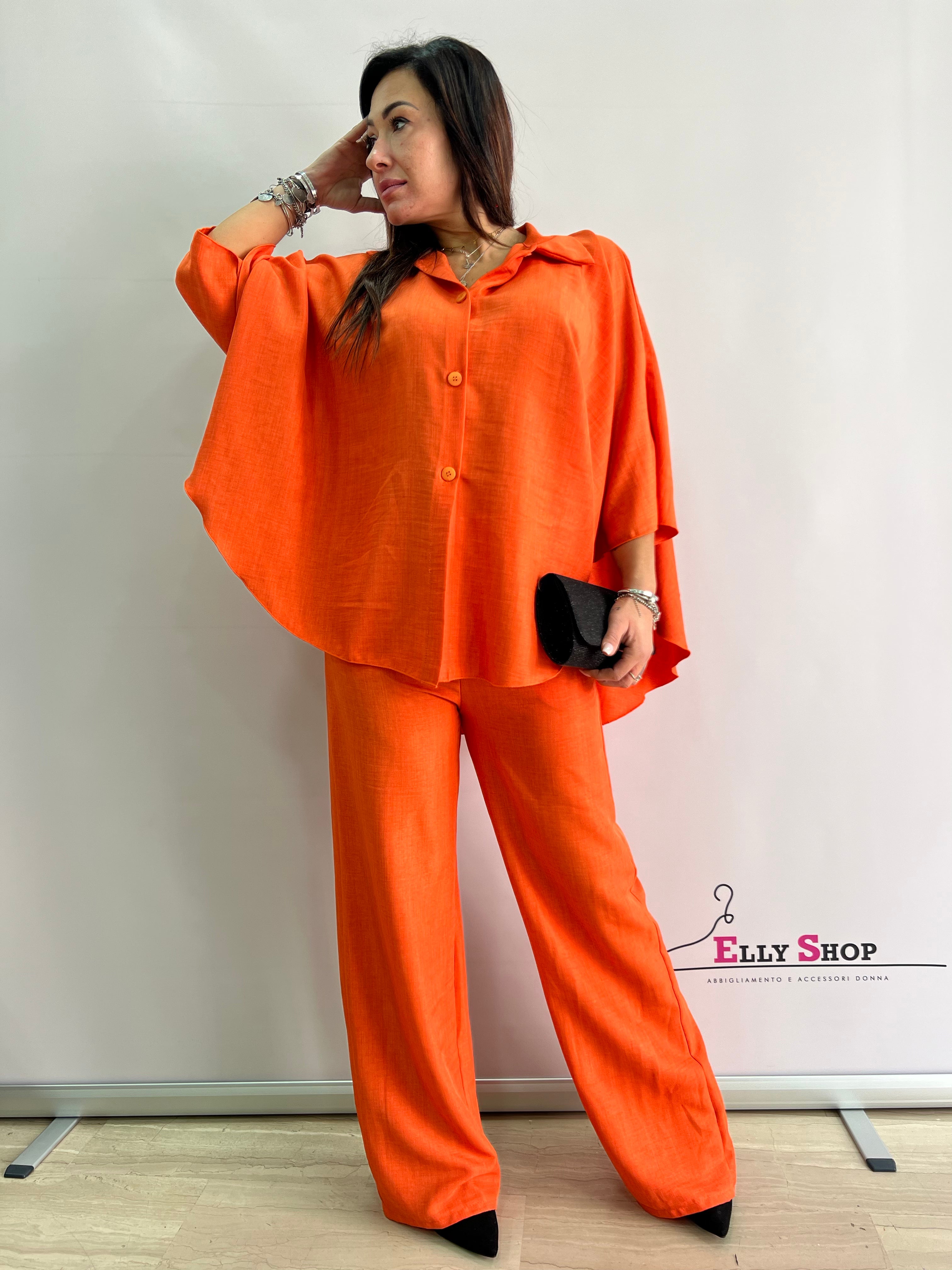Completo Estivo Donna in Lino con Blusa Ampia e Pantaloni Palazzo