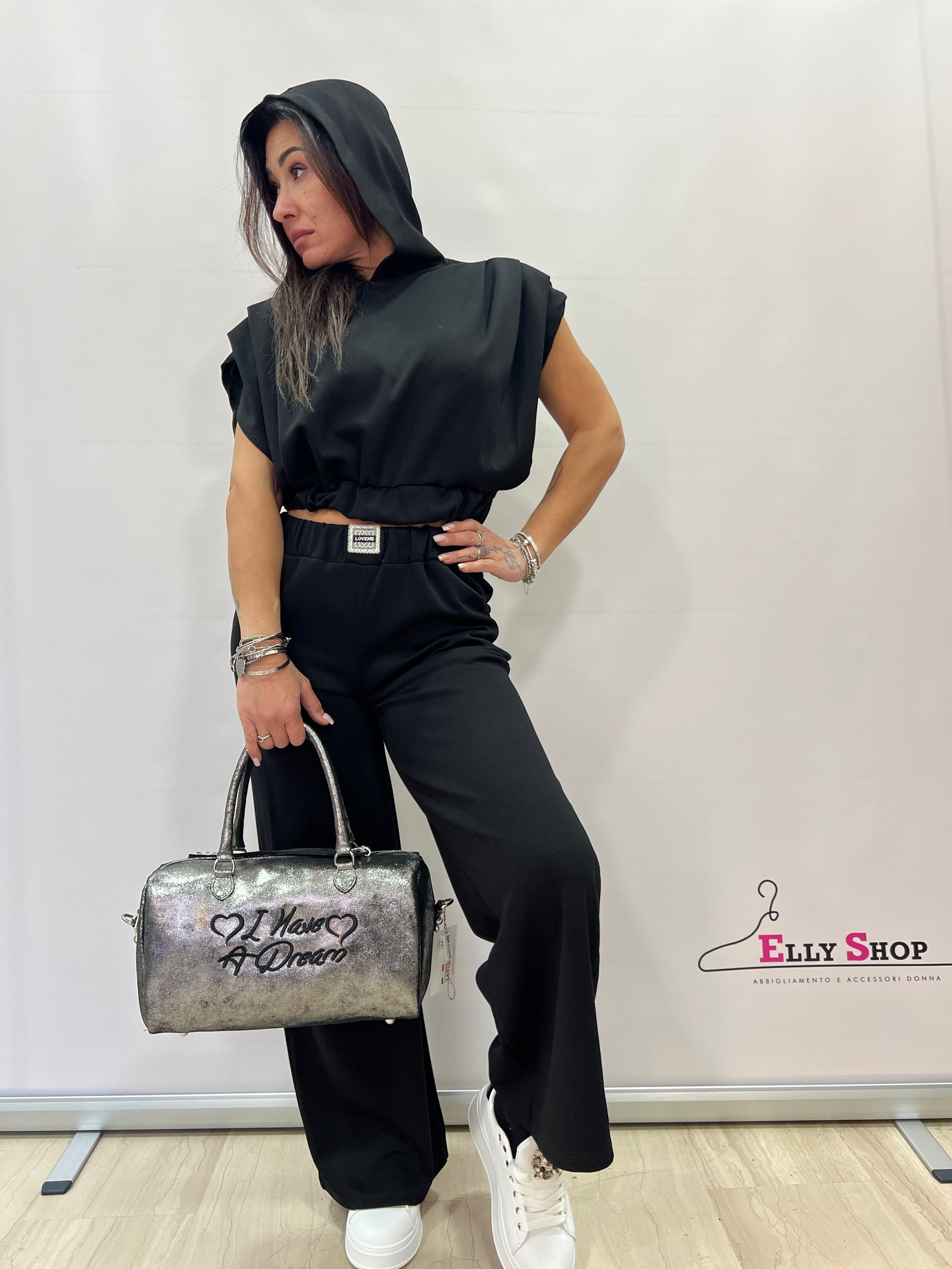 Completo Donna Casual Estivo con Cappuccio, Pantaloni Larghi - Disponibile in Più Colori
