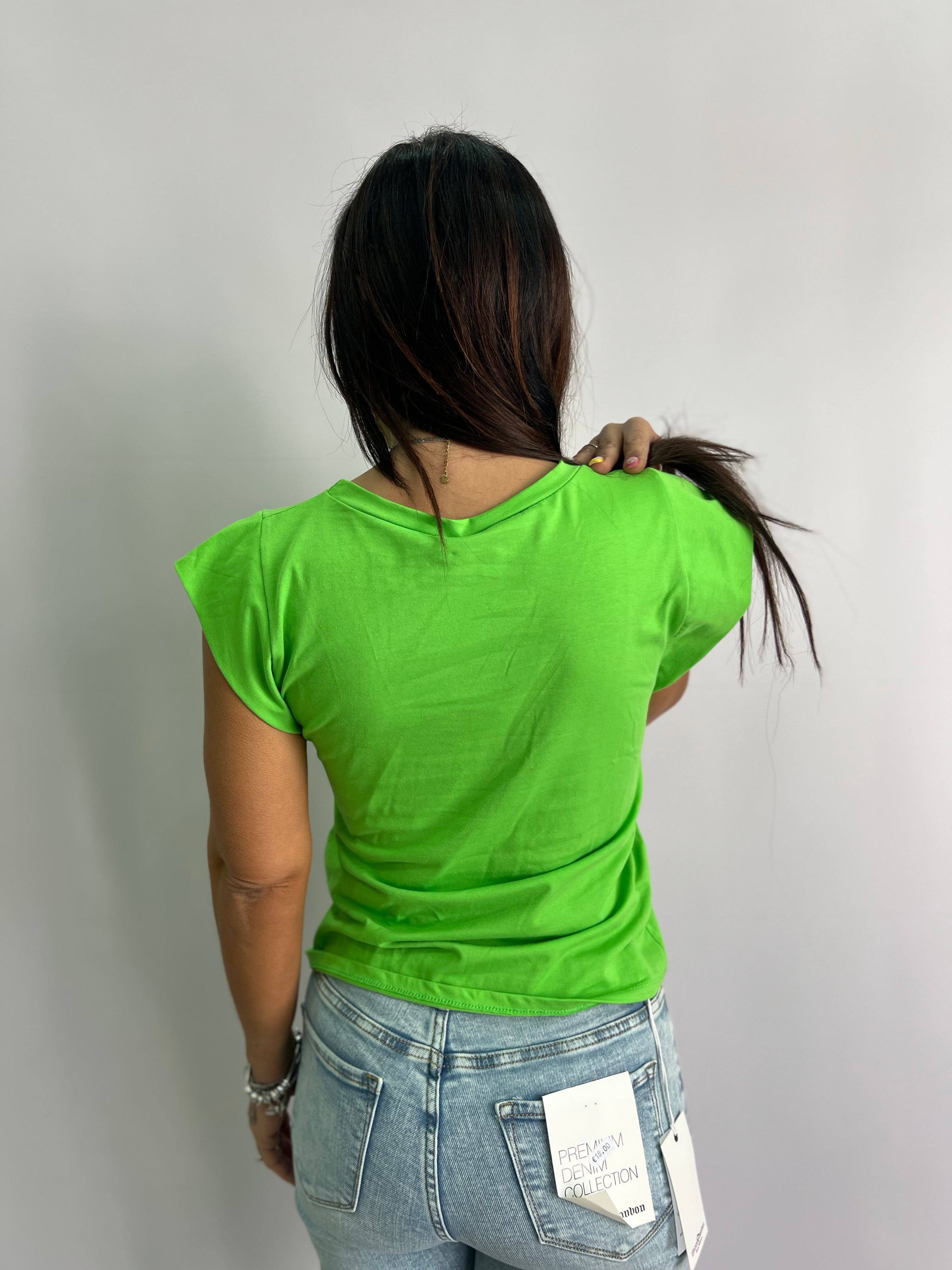 T-shirt donna con spalline imbottite – disponibile in nero, arancio, verde e fuxia