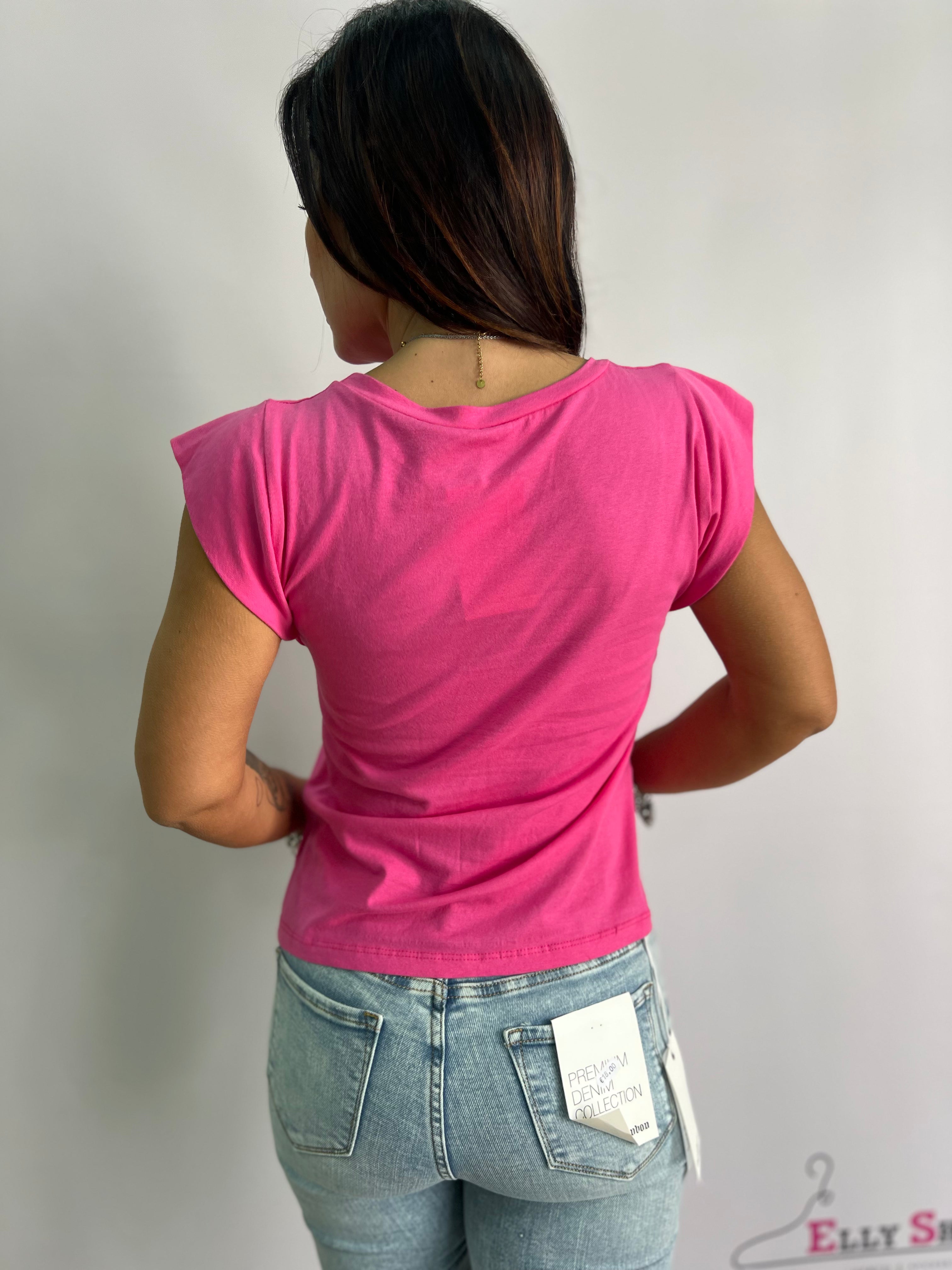 T-shirt donna con spalline imbottite – disponibile in nero, arancio, verde e fuxia