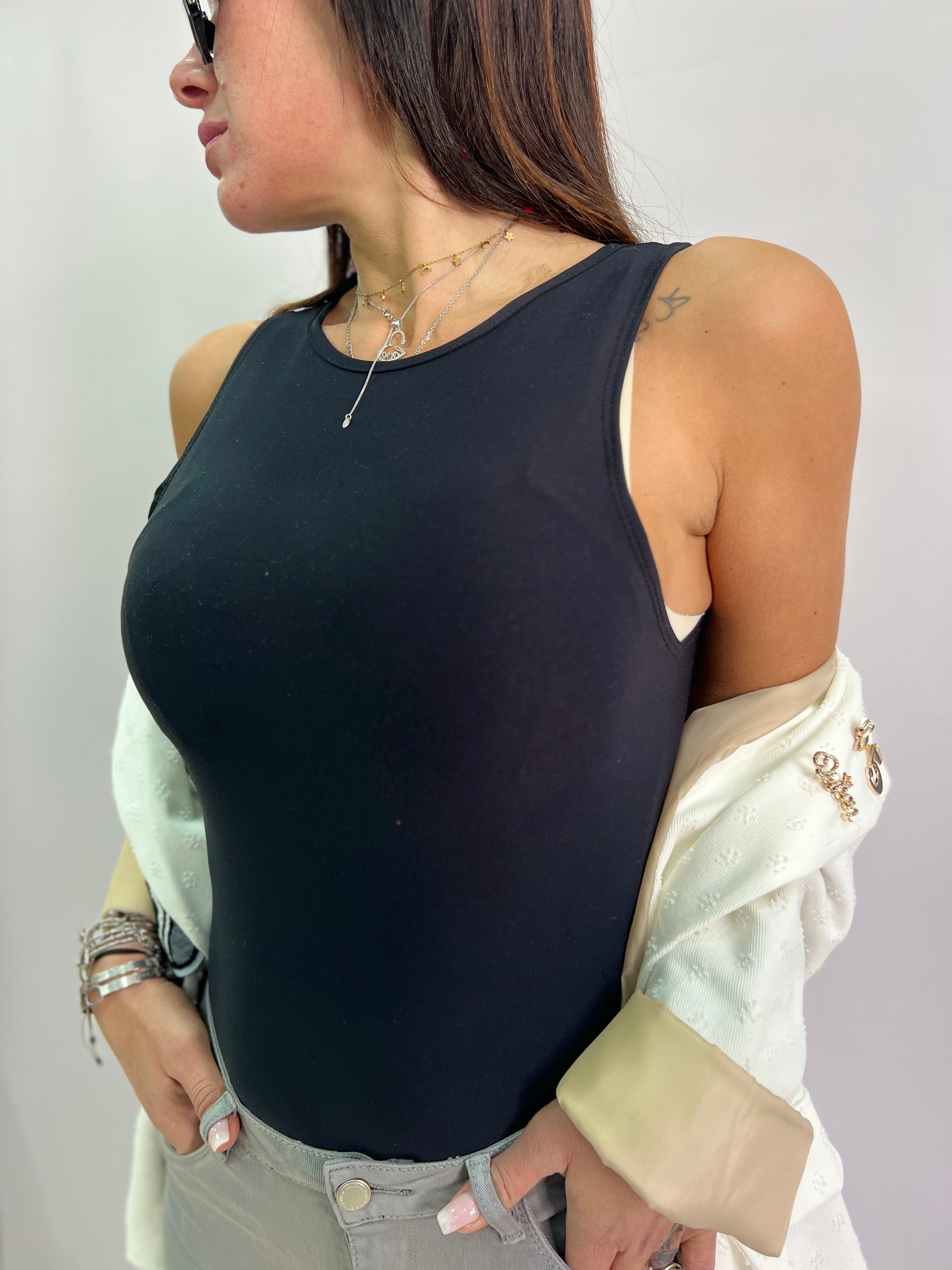 Body Scollo Rotondo Senza Maniche