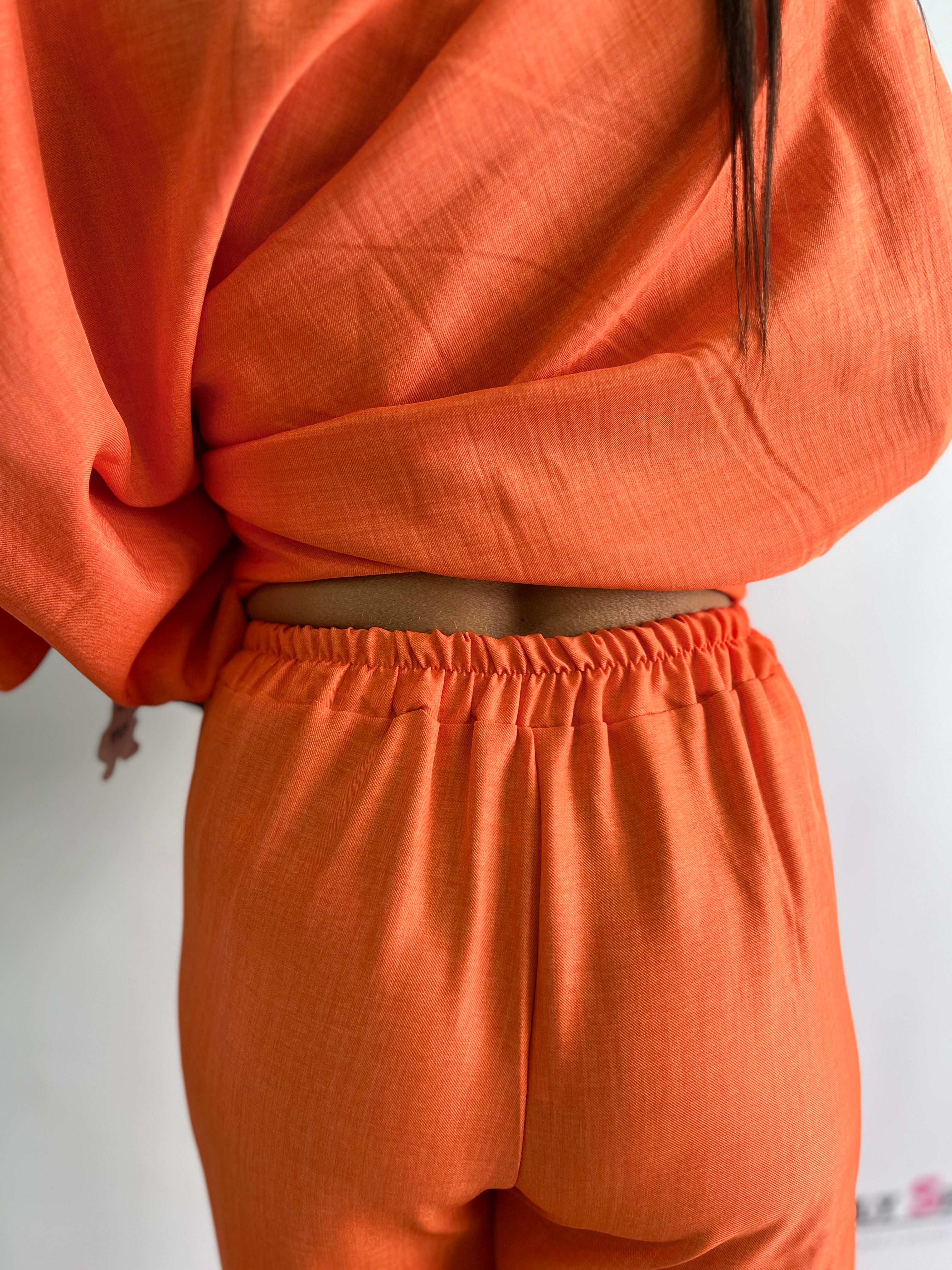 Completo Estivo Donna in Lino con Blusa Ampia e Pantaloni Palazzo