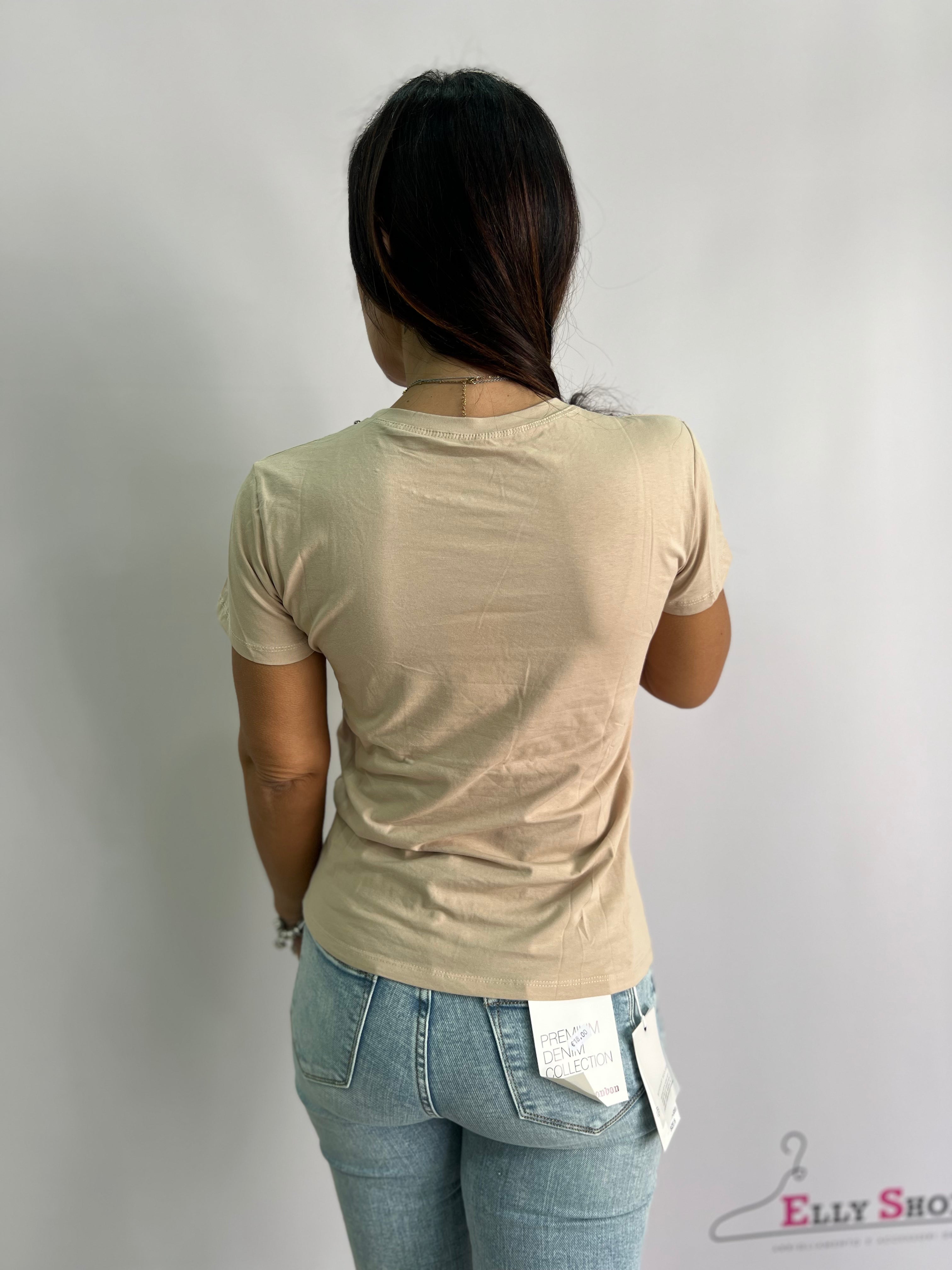 T-shirt donna con strass e perla – elegante e comoda taglie SM/LXL