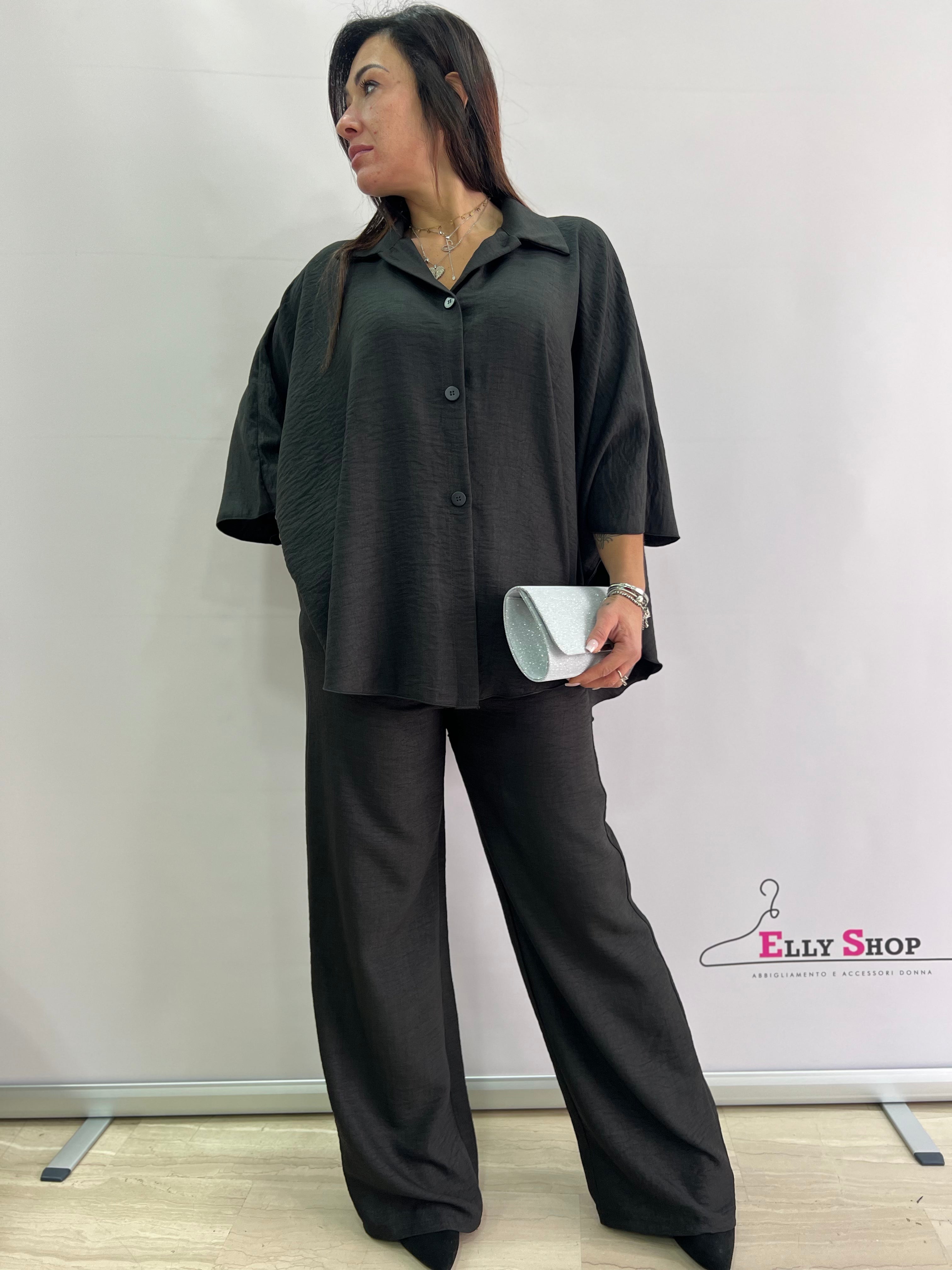 Completo Estivo Donna in Lino con Blusa Ampia e Pantaloni Palazzo