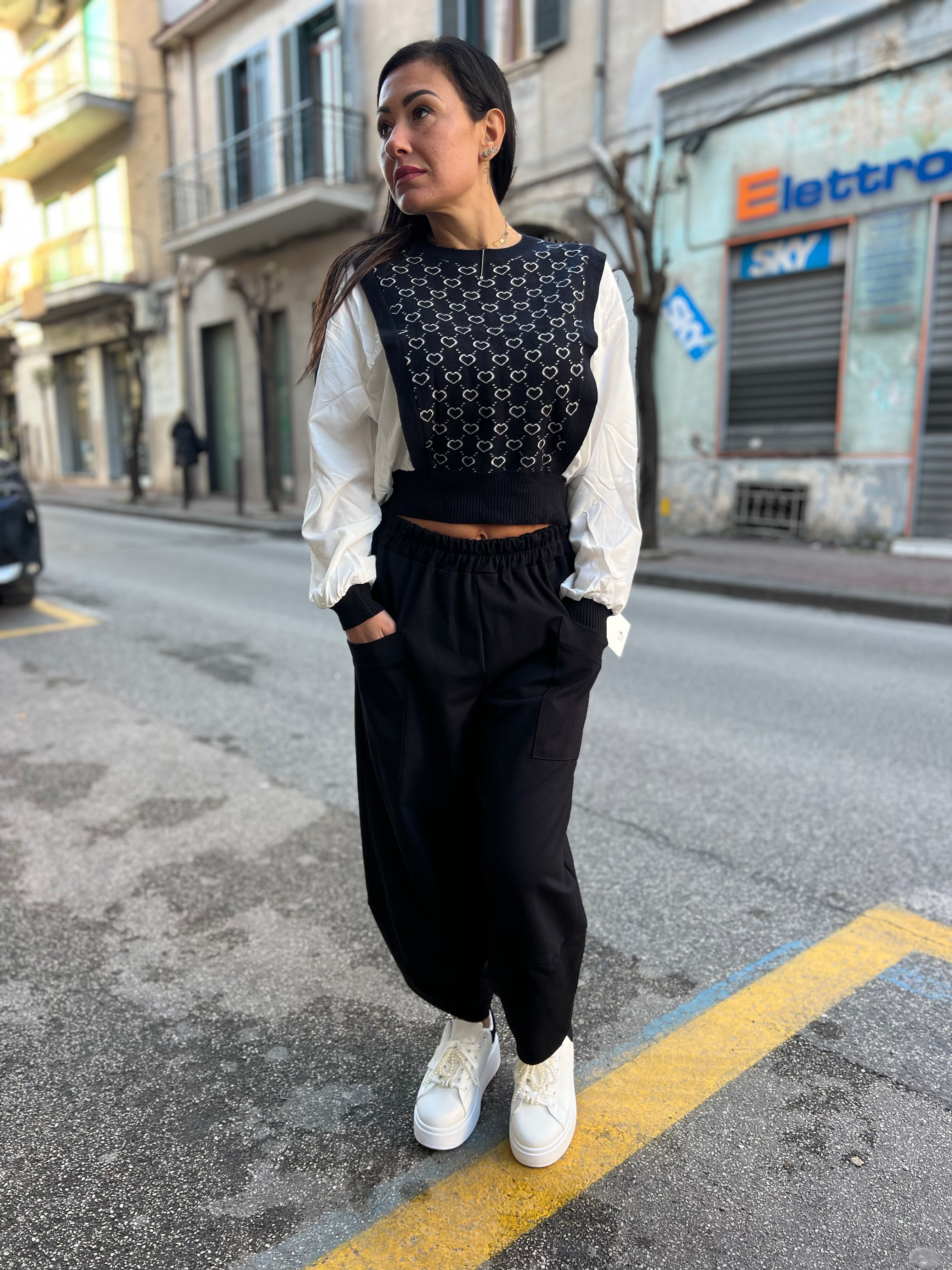 Camicia con maglione a giro