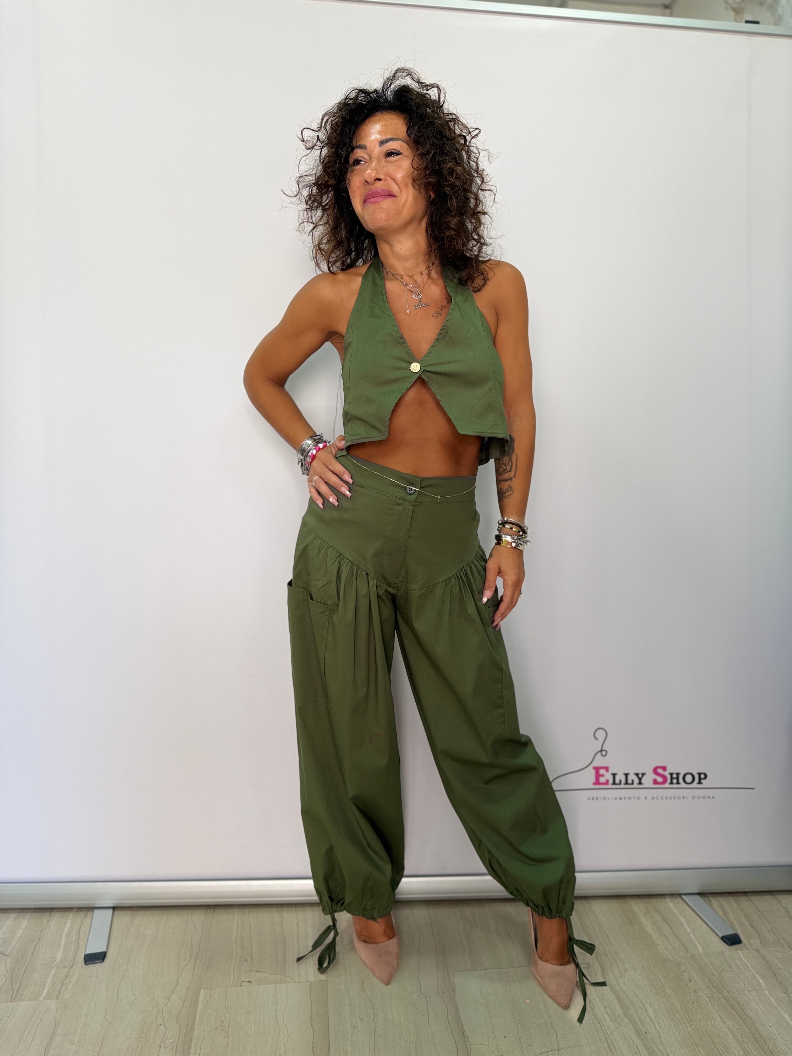 Completo Ibiza Donna Top Halter e Pantalone Balloon Donna