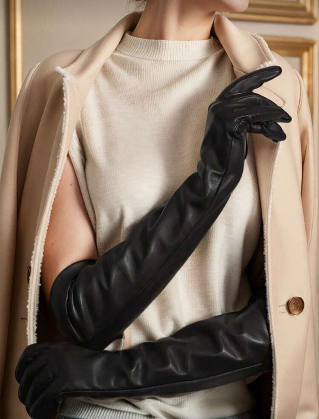Guanti donna neri in simil pelle