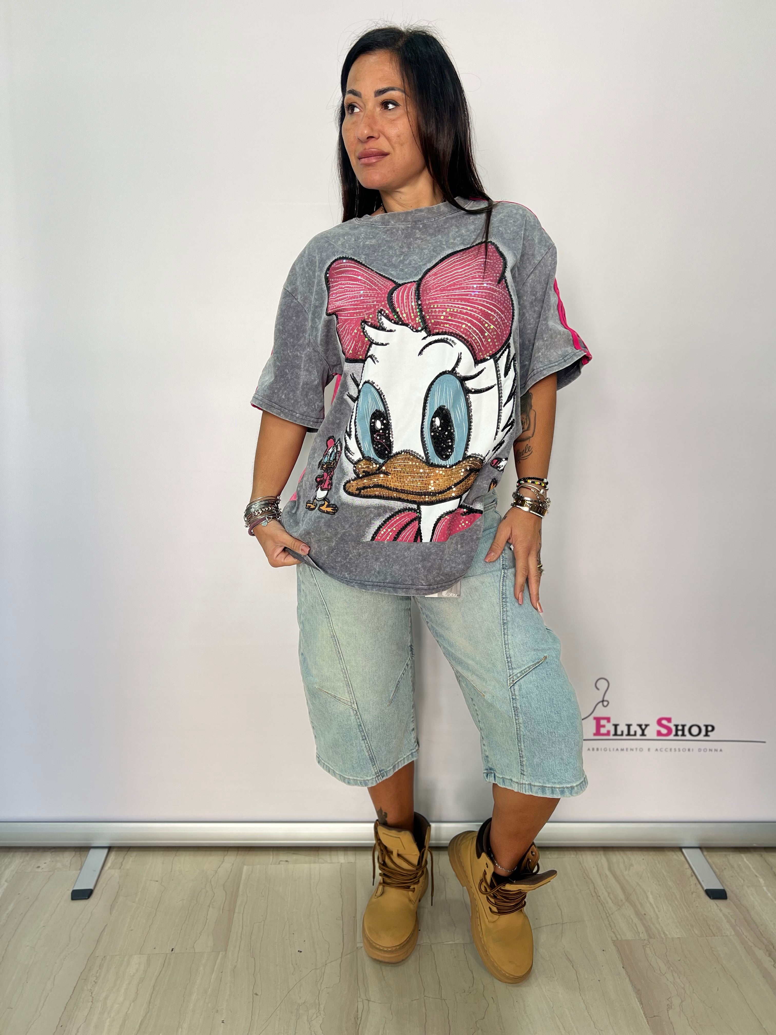 Jeans bermuda donna denim vita alta