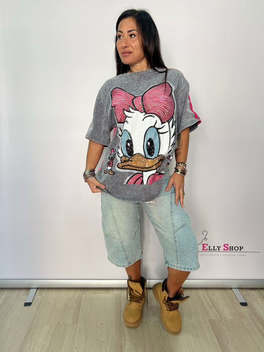 Jeans bermuda donna denim vita alta