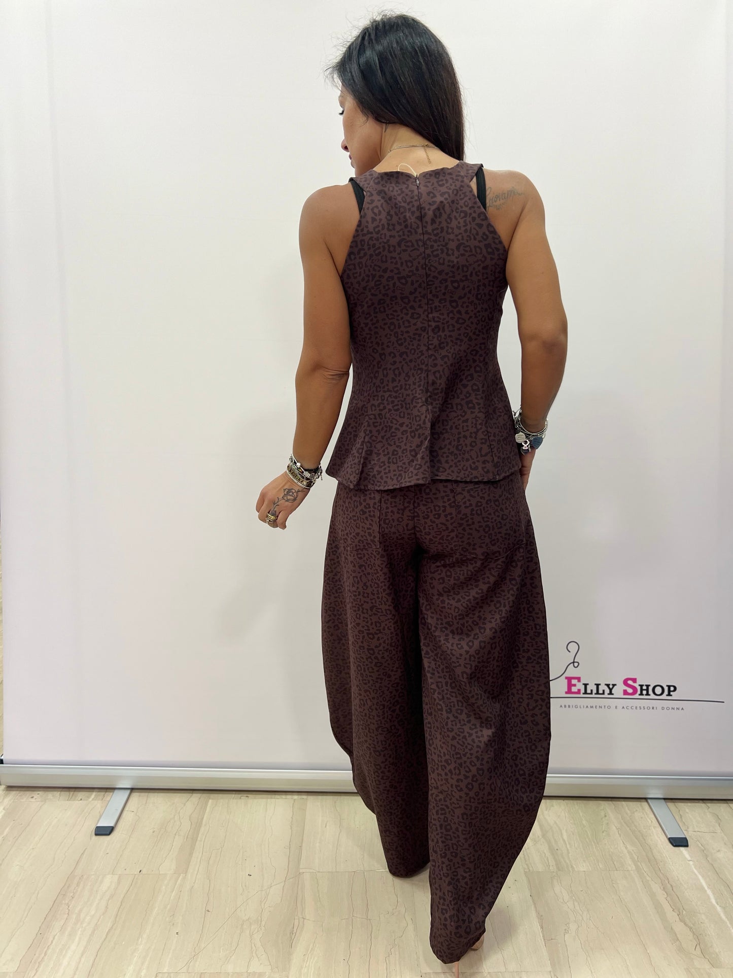 Completo estivo donna animalier pantalone lungo