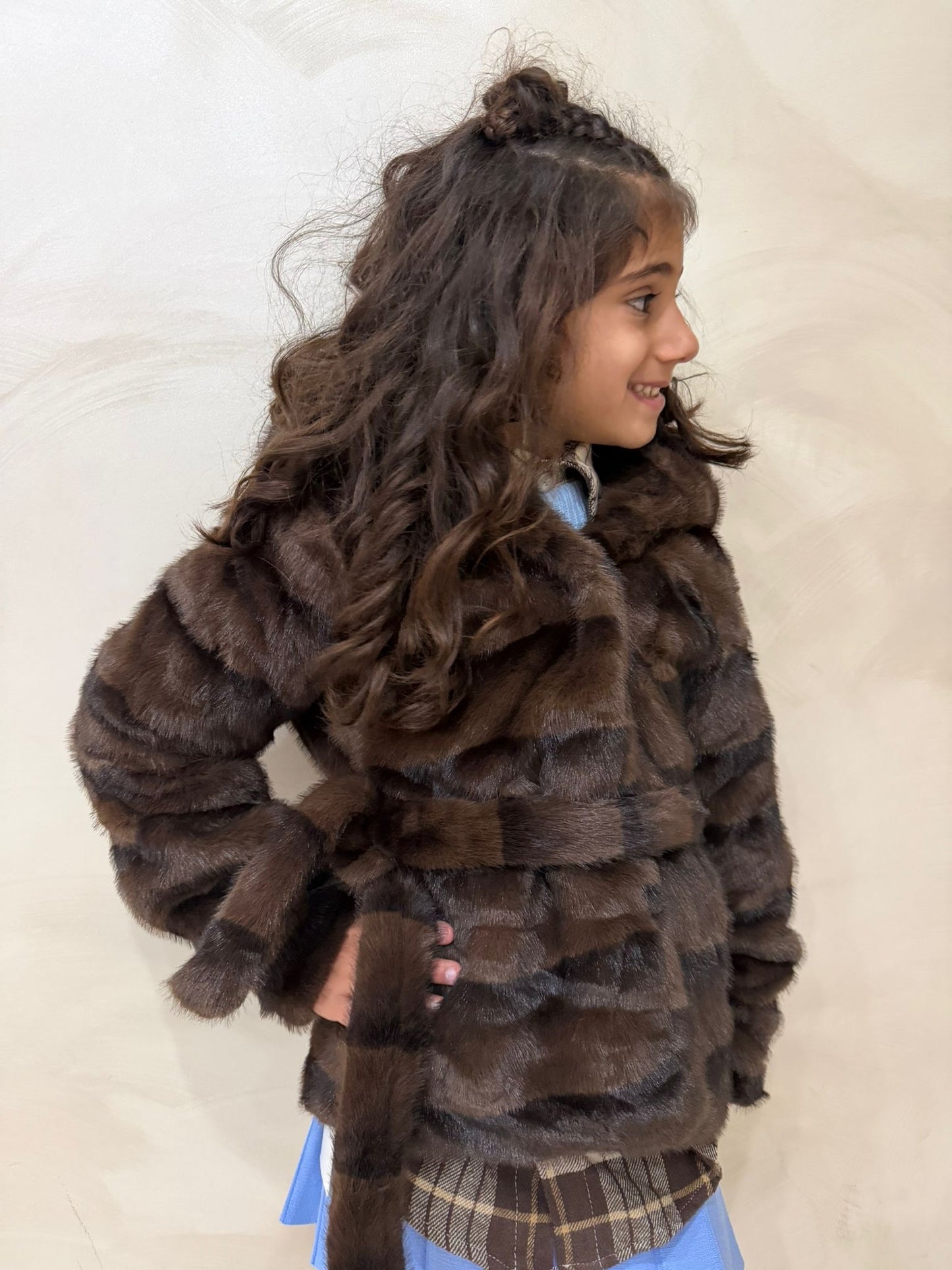 Pelliccia ecologica bambina marrone