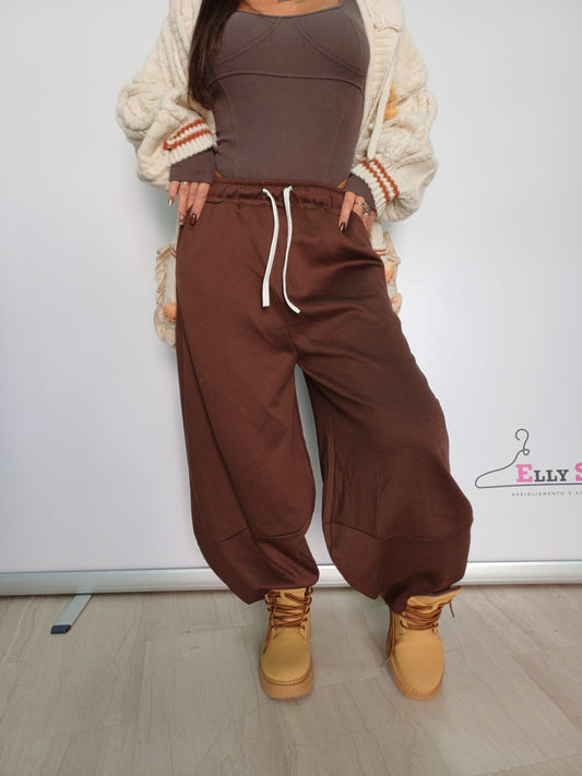 Pantalone jogger donna gamba ampia casual